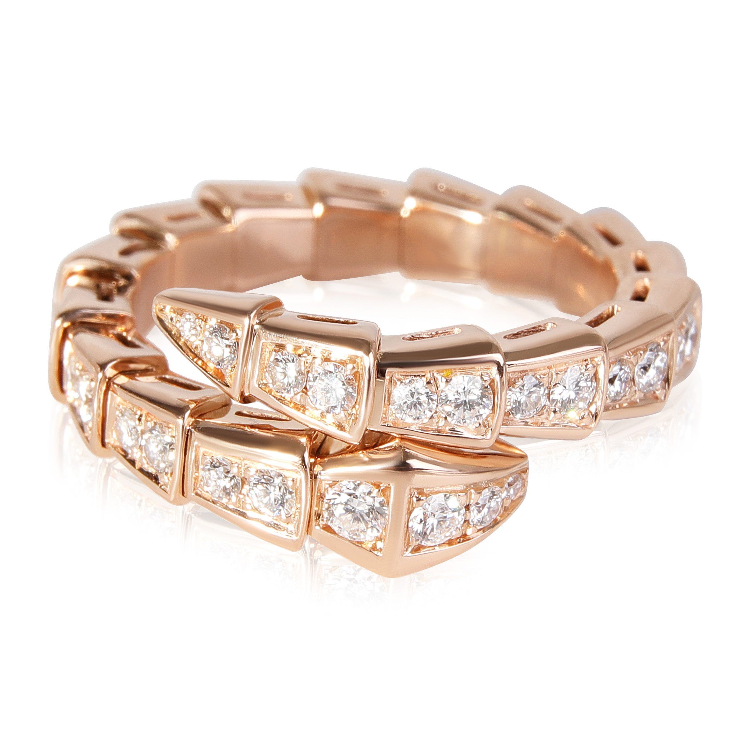image of Bvlgari Serpenti Diamond Ring In 18K Rose Gold 0.66 Ctw, Women's
