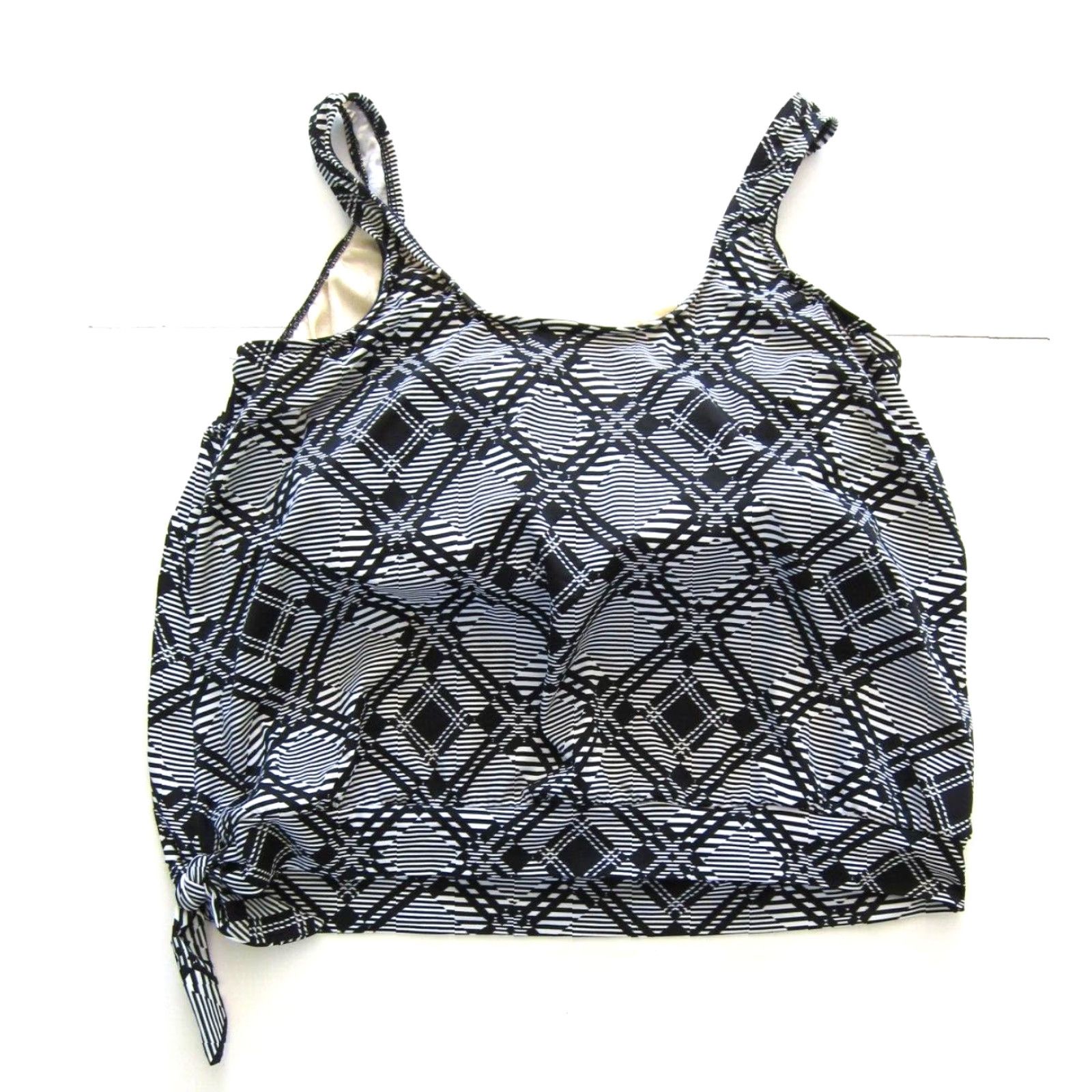 Vintage Le Cove Black White Plaid Padded Built In Bra Tankini Swim Top Woman 18 Size XXL / US 16-18 / IT 52-54 - 2 Thumbnail