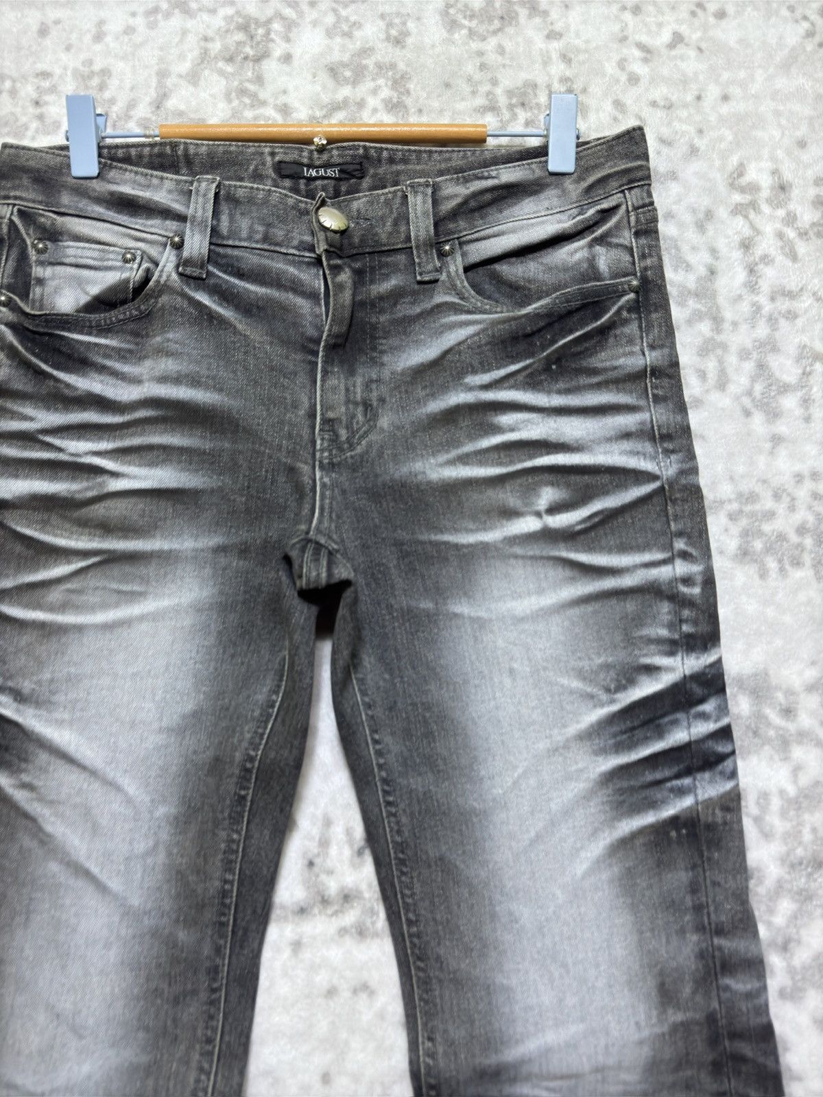 If Six Was Nine Vintage Lagust Claw Marks Acid Wash Denim Jeans Size US 31 - 5 Thumbnail