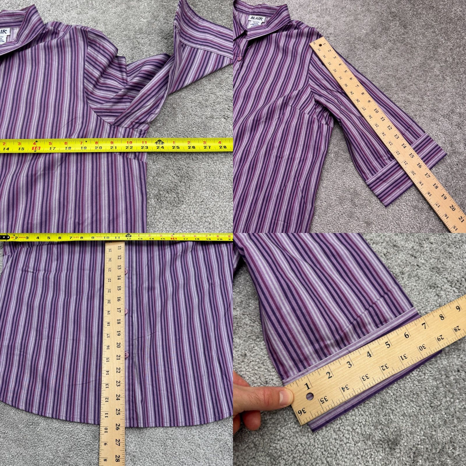 Blair Blair Shirt Blouse Women L Purple Striped 3/4 Sleeve Button Down Casual/NWOT Size L / US 10 / IT 46 - 8 Thumbnail