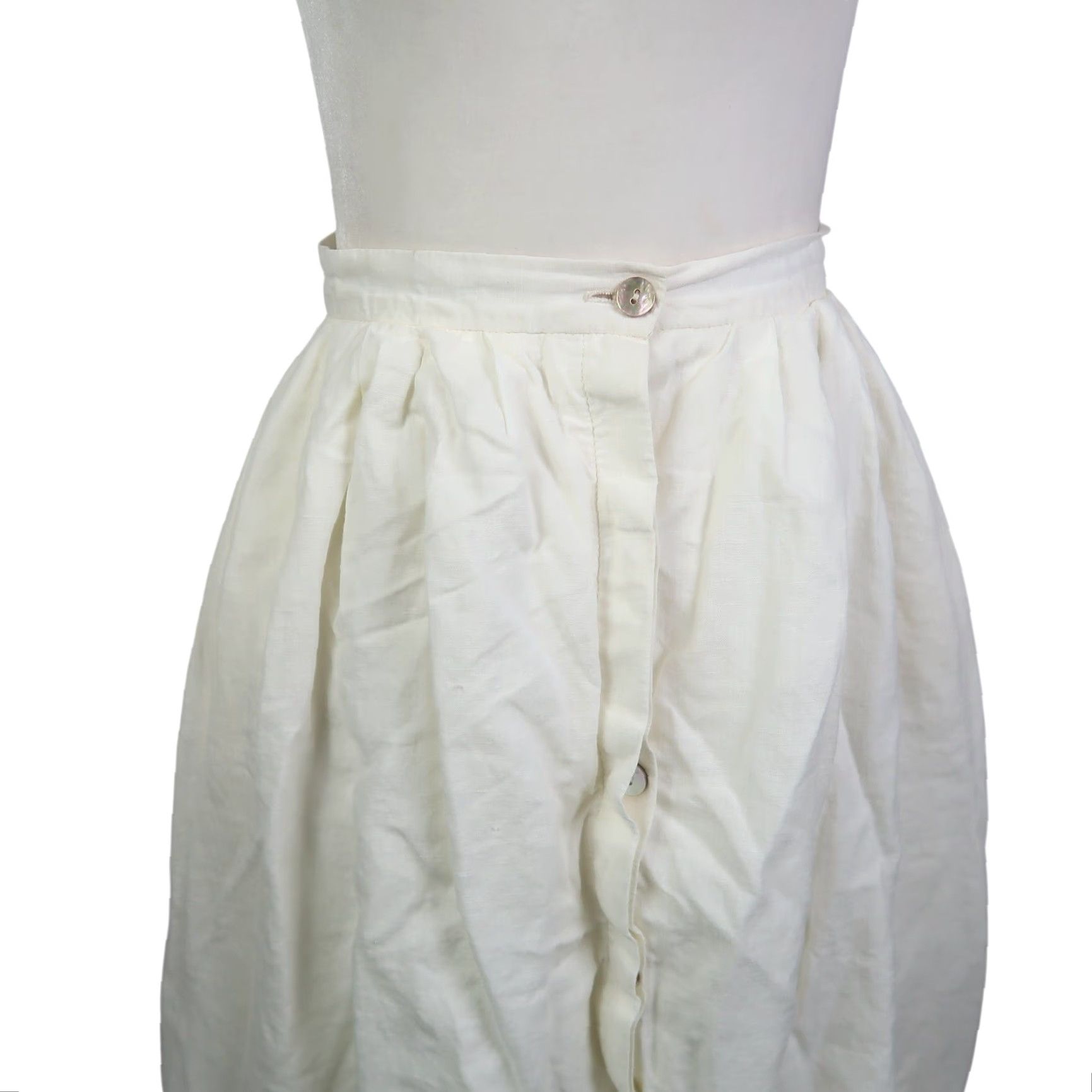 Vintage VINTAGE Condor Cream A-Line Skirt XS Midi Full Button Front 80s Womens Adults Men? Size 26" / US 2 / IT 38 - 2 Thumbnail