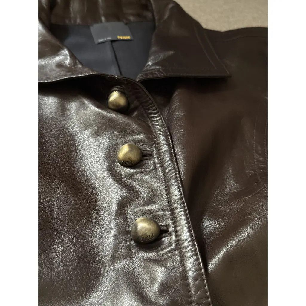 Fendi Fendi Brown Vintage Genuine Leather Silk Lined Blazer IT 40 Size S / US 4 / IT 40 - 4 Thumbnail