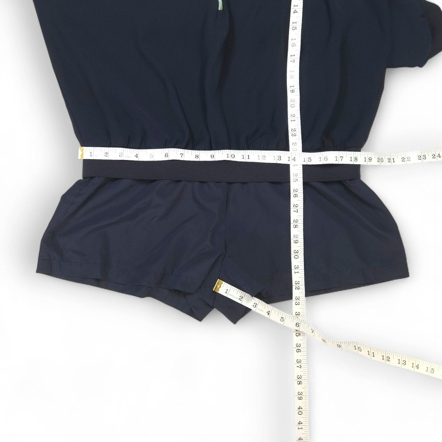 Zara Zara Basic Half Zip Hooded Short Sleeve Romper Navy M EUC Size 36" / US 14 / IT 50 - 8 Thumbnail