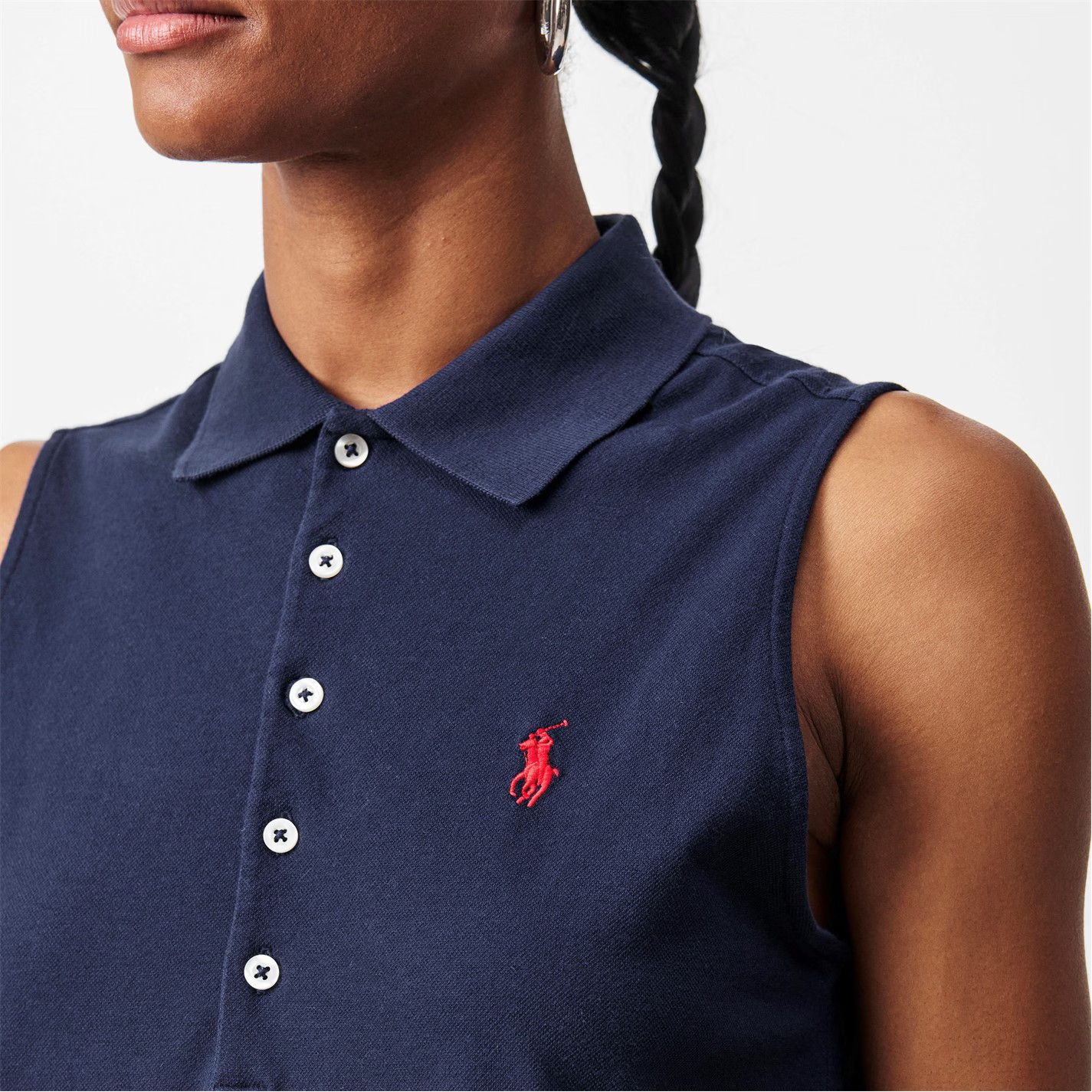 Polo Ralph Lauren o1g2r1mq0825 Stretch-Cotton Sleeveless Polo Dress in Navy Size L / US 10 / IT 46 - 5 Thumbnail