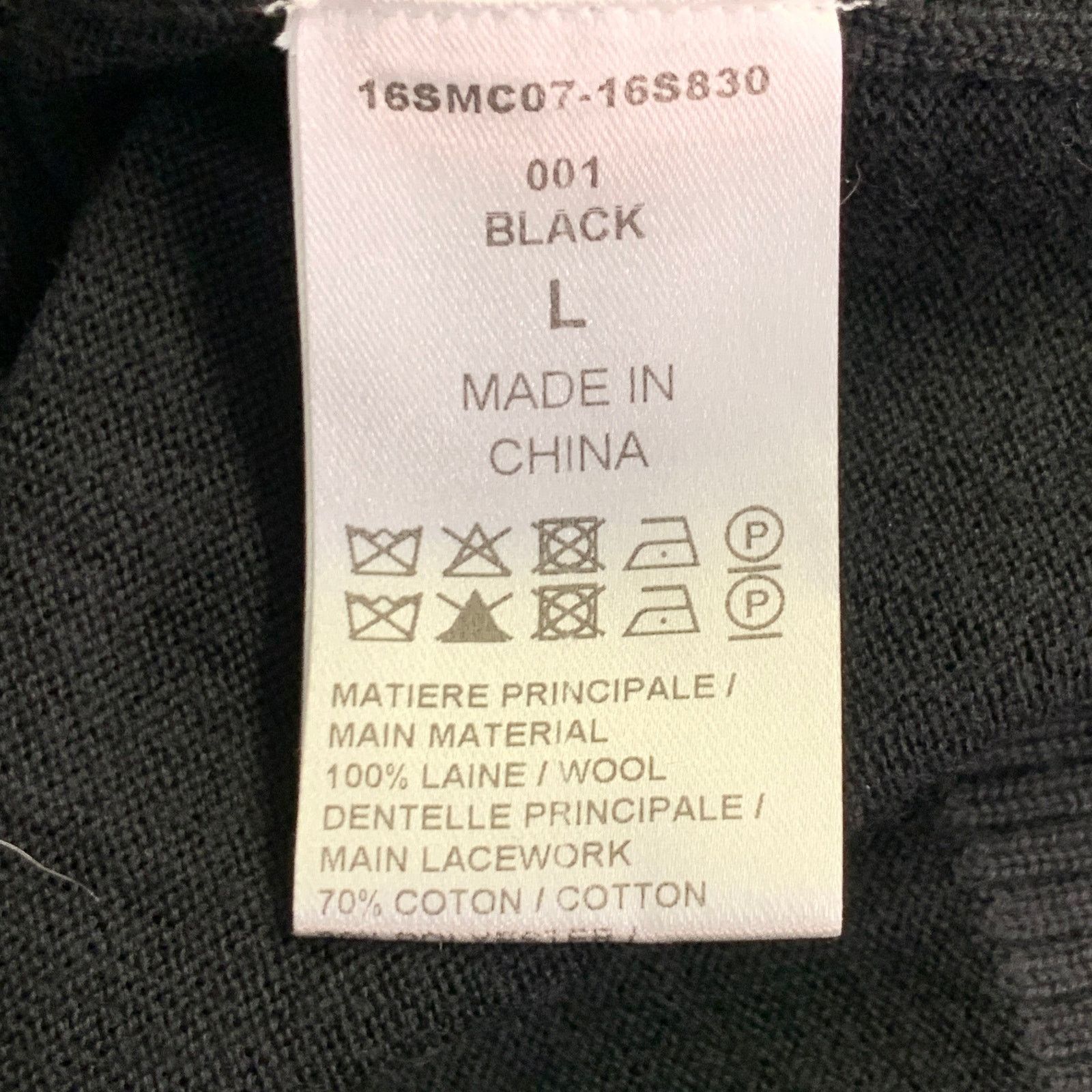 Chloe CHLOE Size L Black Wool Lace Trim V-Neck Button Up Cardigan Size L / US 10 / IT 46 - 6 Thumbnail