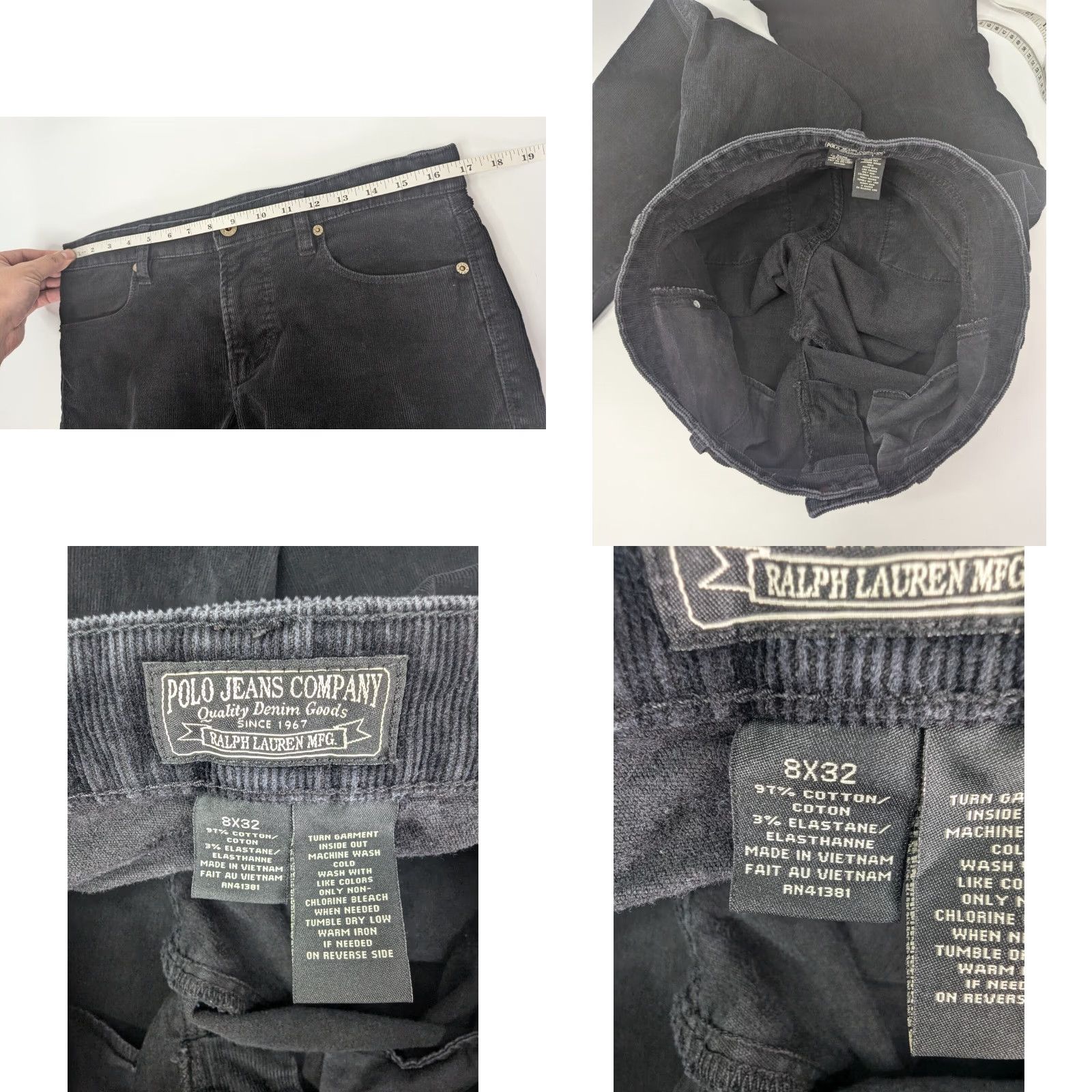 Vintage VINTAGE Polo Jeans Co. Ralph Lauren Corduroy Black Pants Women's 8x32 Flap Back Pockets Size 30" / US 8 / IT 44 - 8 Thumbnail