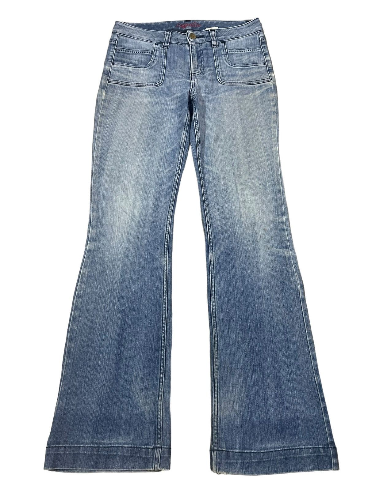 Japanese Brand Vintage Japanese Brand Crazy Front Pocket Washed Flare Jeans Size 31" - 5 Thumbnail