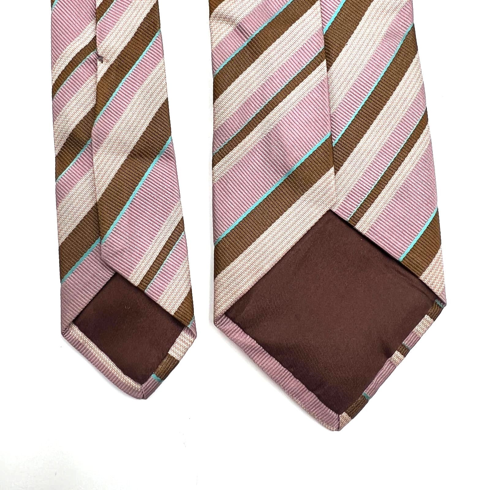 Bergdorf Goodman Bergdorf Goodman Silk TIe Stripes Lavender Brown Vintage Size ONE SIZE - 4 Thumbnail