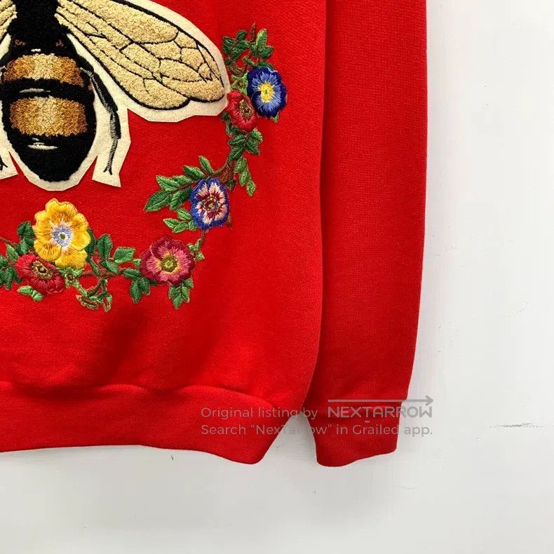 Gucci gucci Red floral bee embroidered cotton round-neck long-sl Size US XS / EU 42 / 0 - 4 Thumbnail