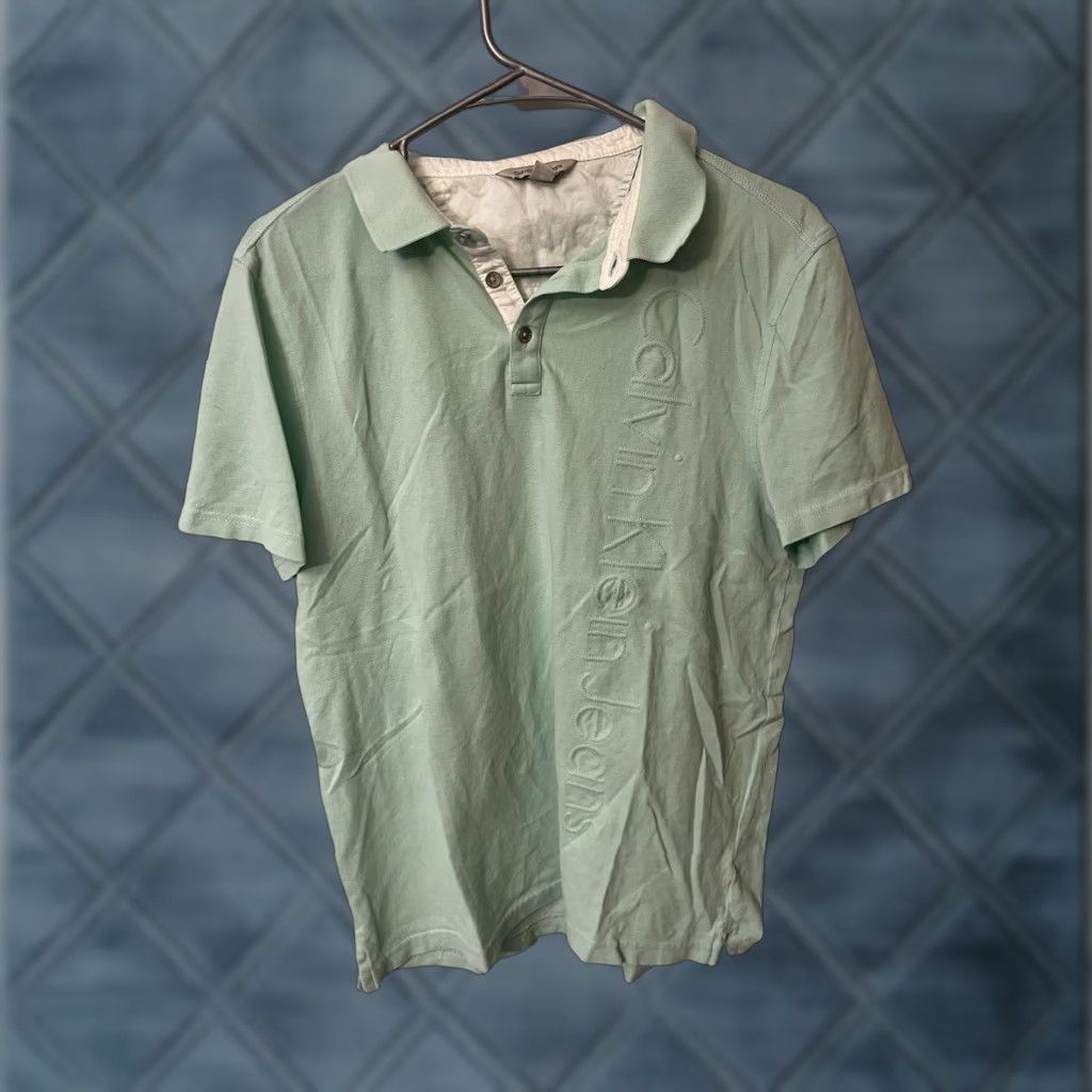 Calvin Klein Calvin Klein Jeans Polo Shirt Short Sleeve Mint Green Solid Mens Sz Medium Size US M / EU 48-50 / 2 - 1 Thumbnail