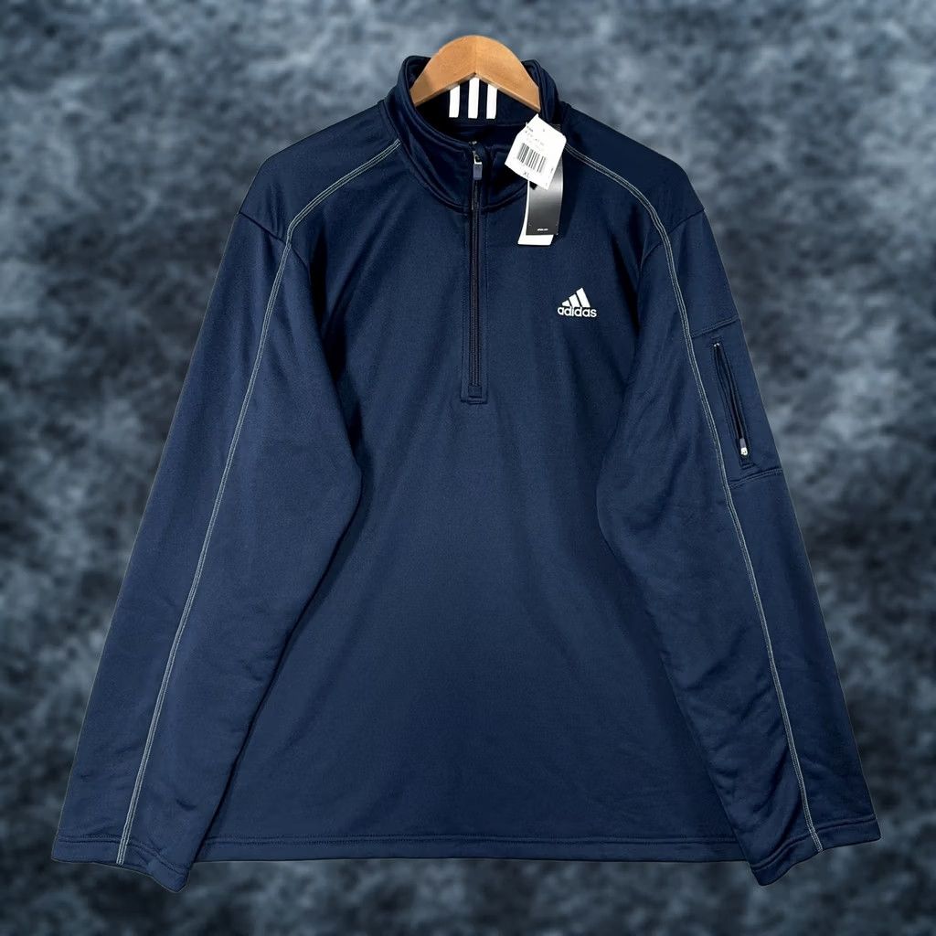 Adidas Adidas Pullover Jacket Mens XL Navy Blue 1/4 Zip Track Windbreaker Lightweight Athletic Size US XL / EU 56 / 4 - 1 Thumbnail