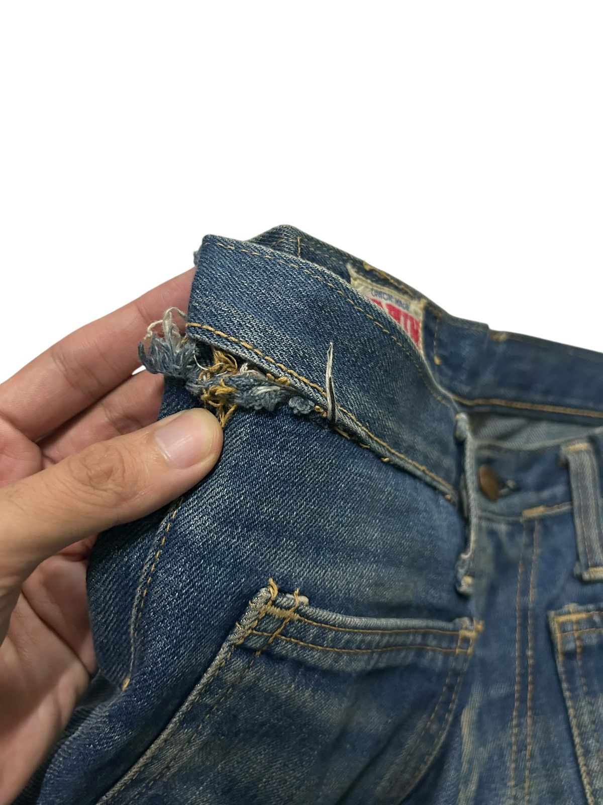 Japanese Brand × Kapital × Vintage Flare Edwin Vintage Made Usa distressed Denim Rare Design ☠️☠️ Size US 27 - 11 Thumbnail