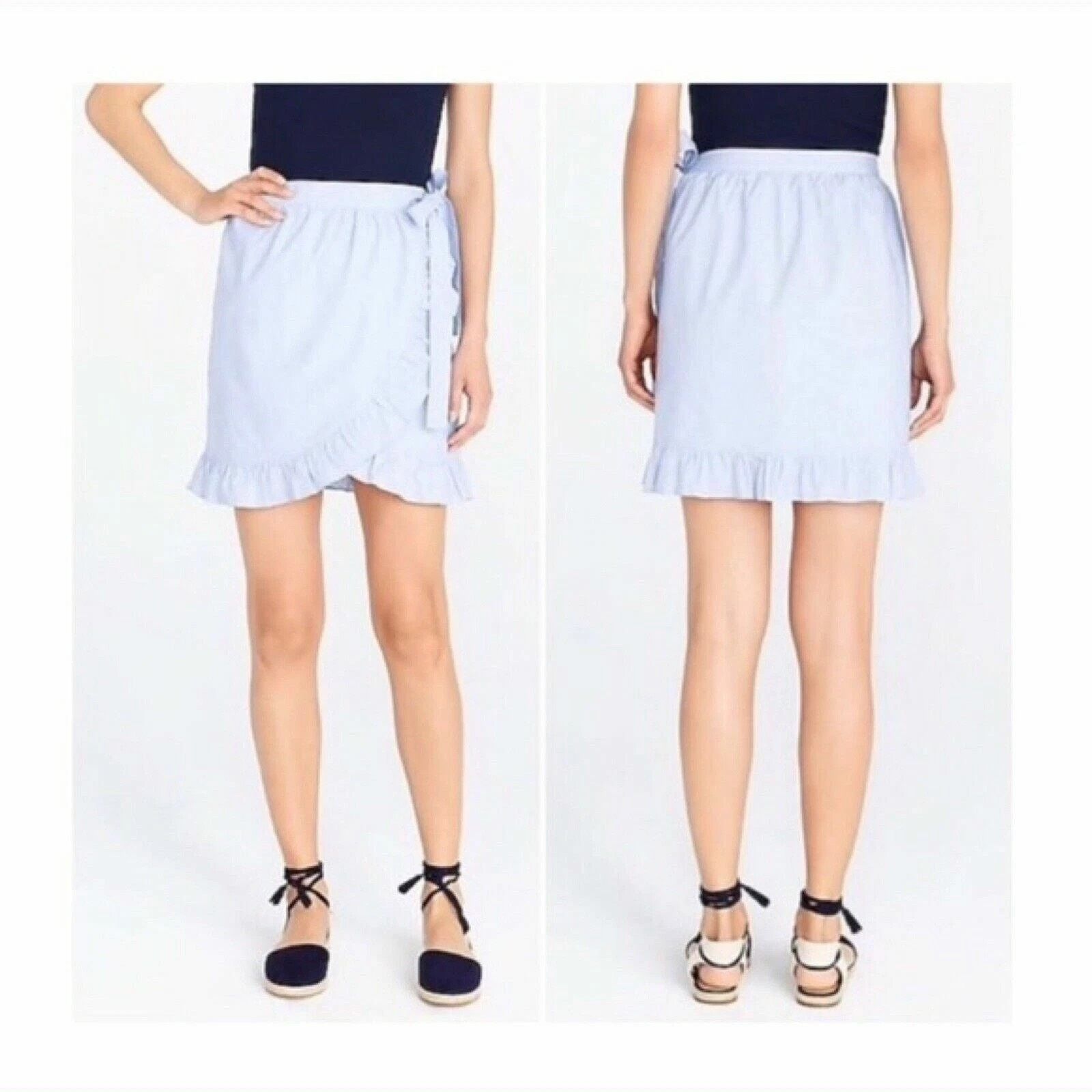 J.Crew J. Crew Chambray Tie Waist Wrap Ruffle Mini Skirt Size 00 Size 24" / US 00 / IT 34 - 1 Thumbnail