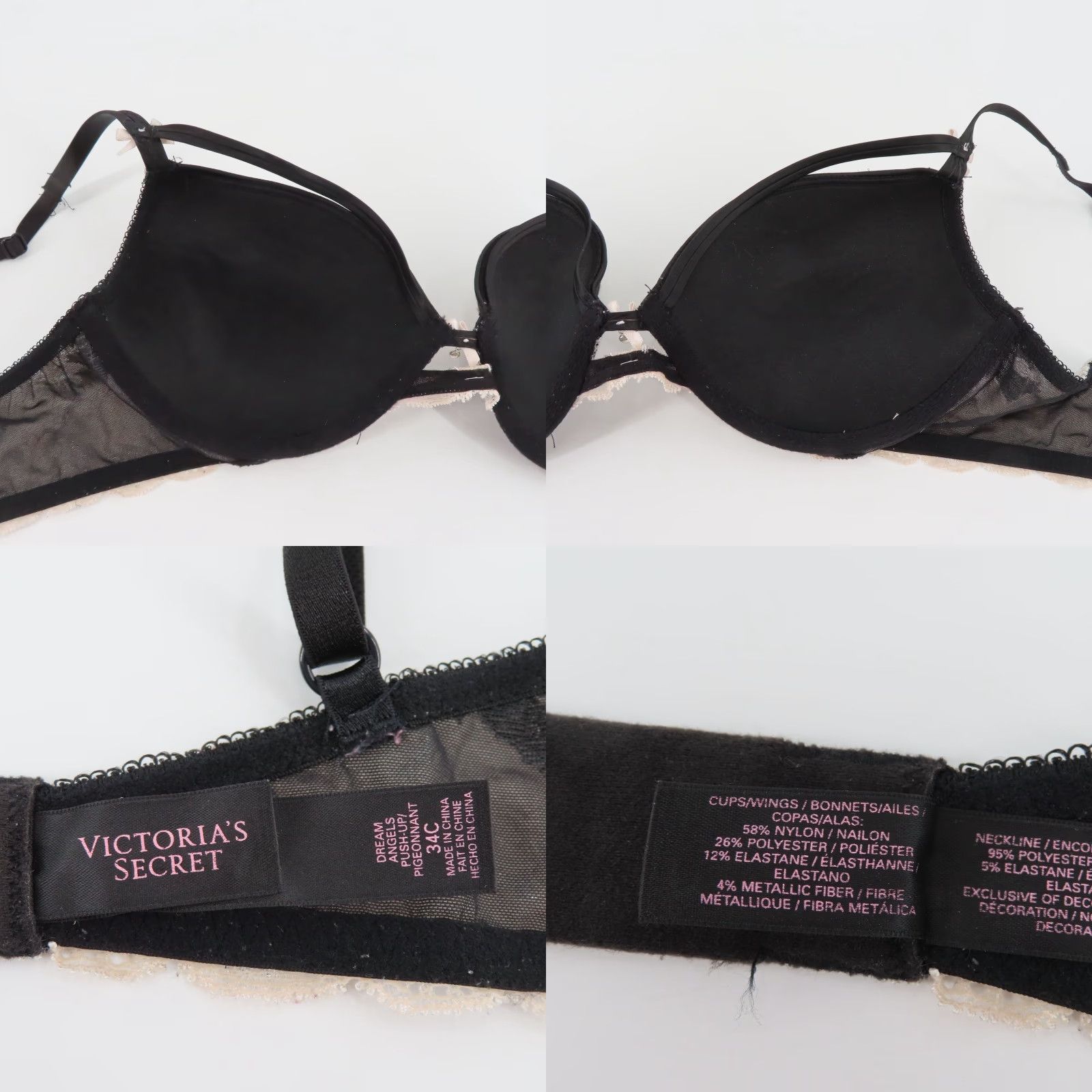 Victoria's Secret **Victoria's Secret 34C Dream Angels Push Up Bra Black Underwire** User: Victoria's Secret 34C Dream Angels Push Up Bra Black Underwire Size ONE SIZE - 8 Thumbnail