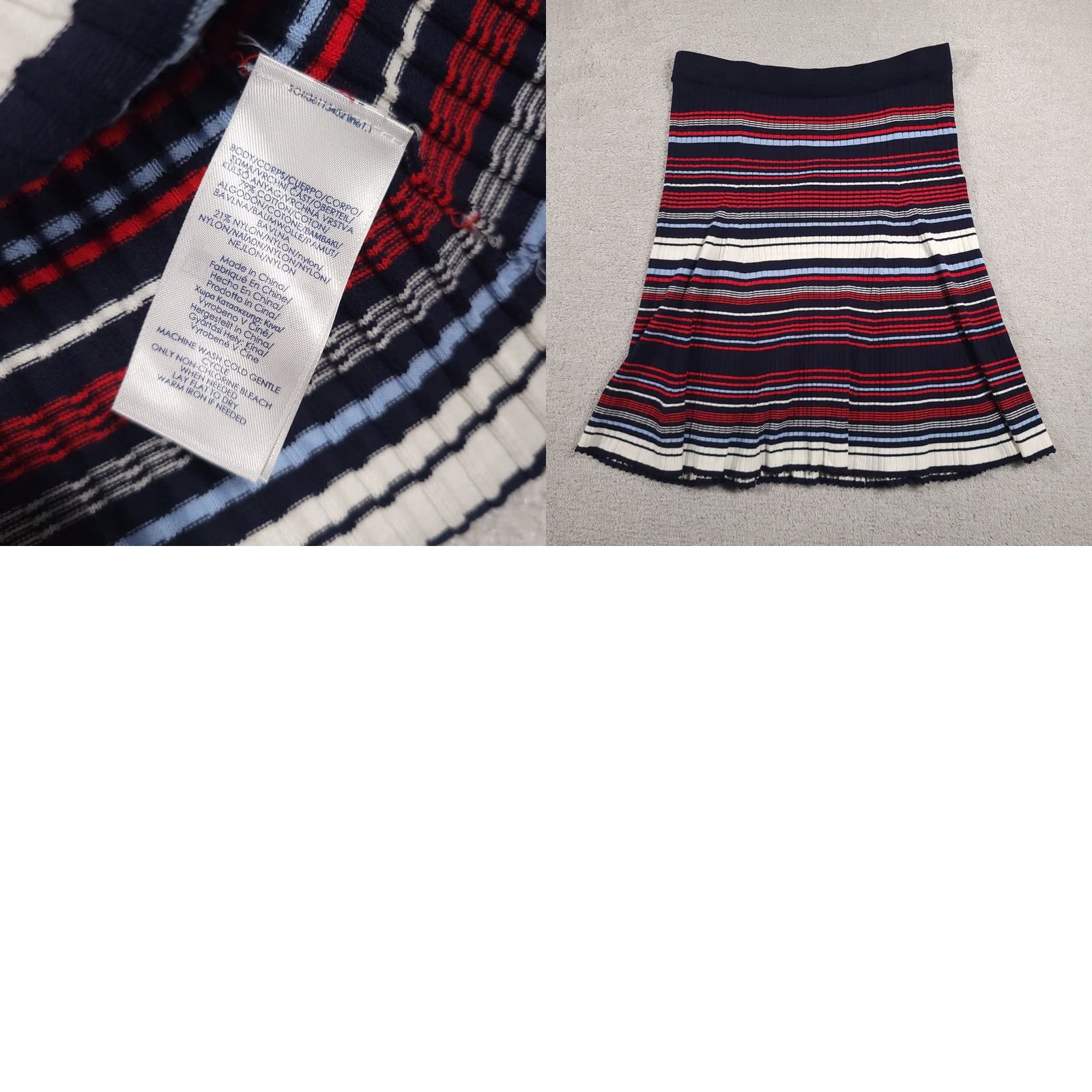 Chaps Chaps Skirt Womens XL Blue Red White Striped Pleated Knit Pull On Midi New Size 40" / US 18 - 9 Thumbnail