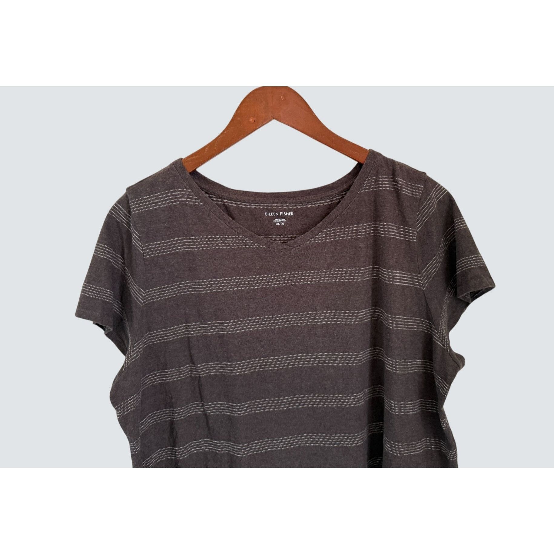 Eileen Fisher Eileen Fisher T-Shirt Tunic Linen Organic Cotton Brown Strip Size XL / US 12-14 / IT 48-50 - 2 Thumbnail