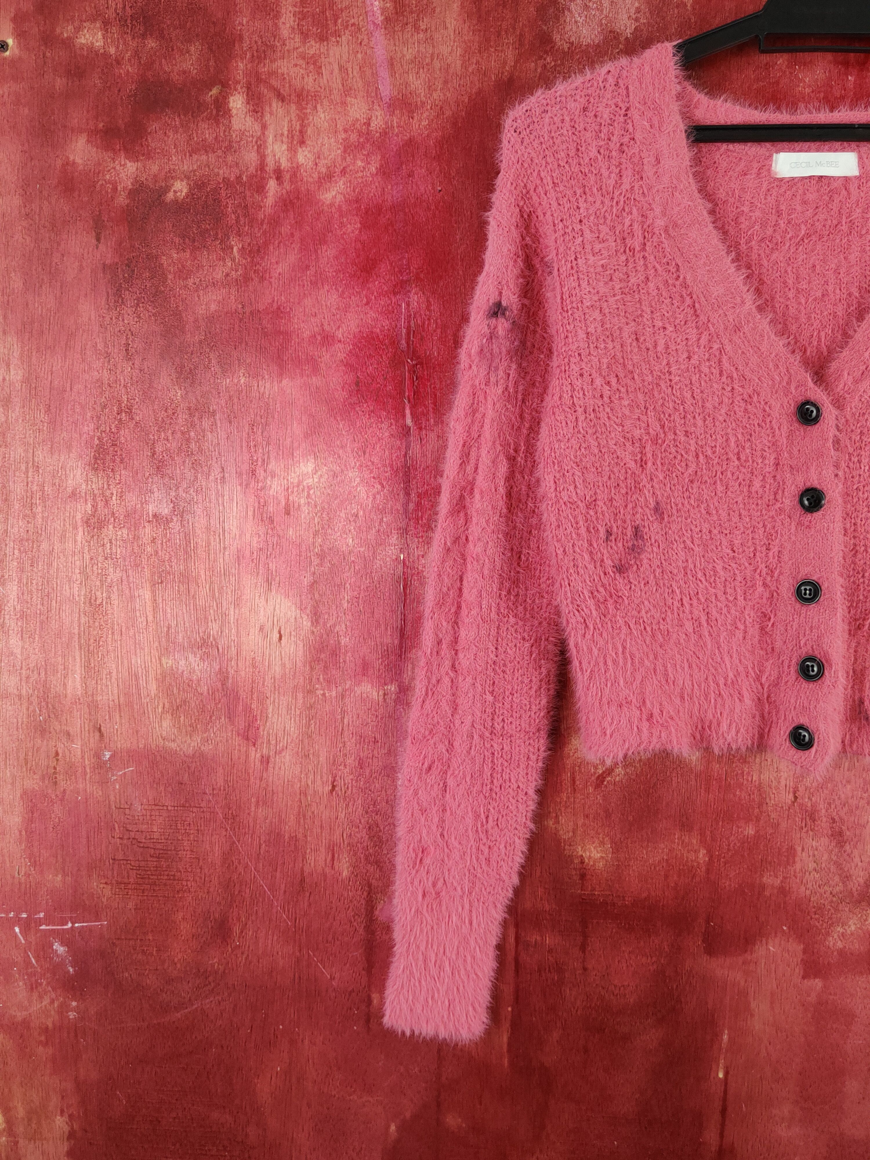 Japanese Brand × Vintage Cecil McBee Pink Shag Shaggy Fur Mohair Knitwear#S2020 Size M / US 6-8 / IT 42-44 - 3 Thumbnail