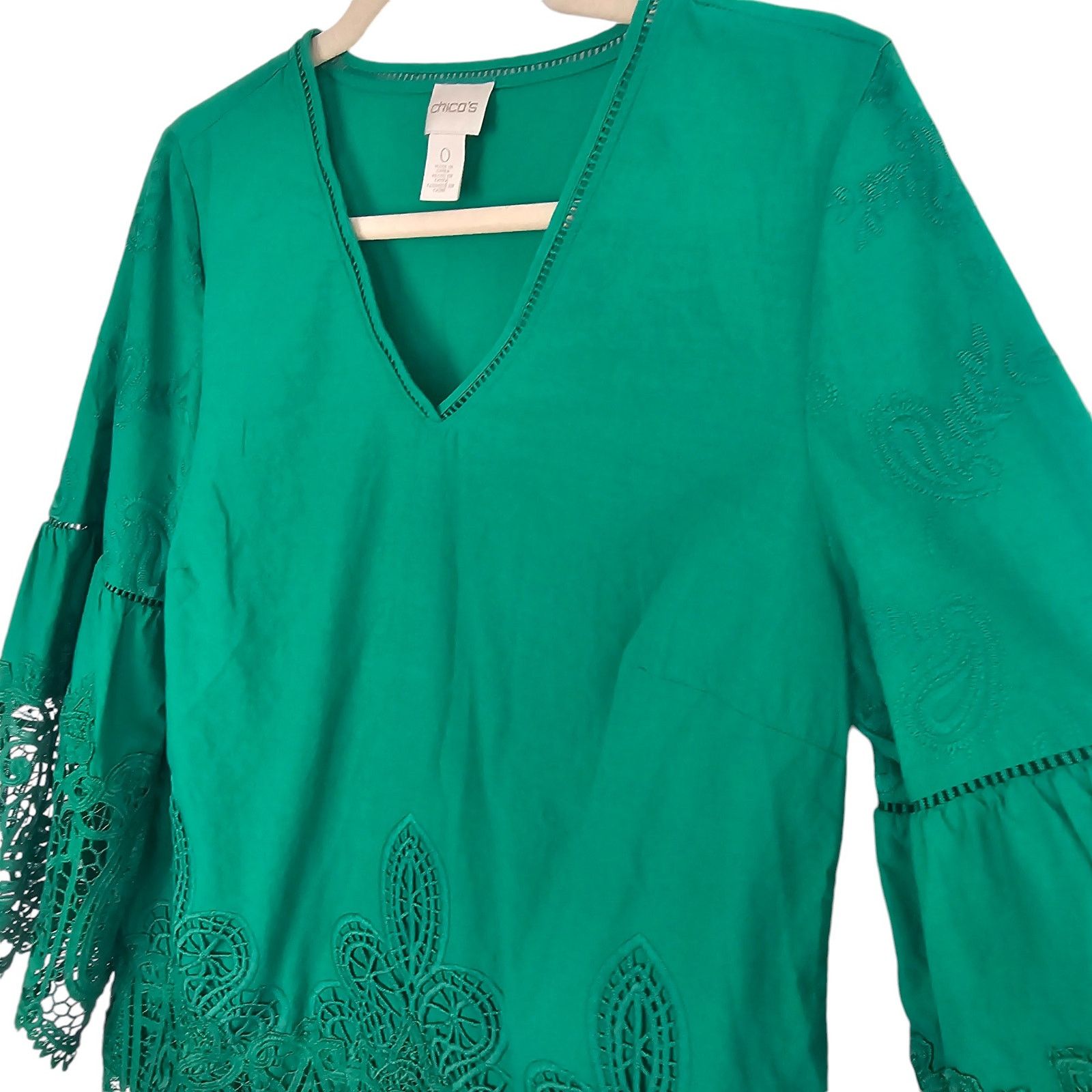 Chicos Chicos Womens Kelly Green Embroidered Tunic 0 Small Coastal Size S / US 4 / IT 40 - 5 Thumbnail