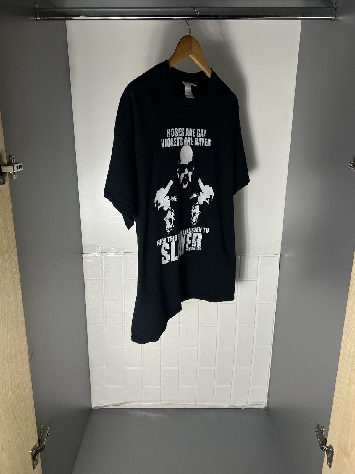 Band Tees VINTAGE SLAYER HUMOR ROCK T-SHIRT METAL PUNK RETRO Y2K 90s Size US L / EU 52-54 / 3 - 6 Thumbnail