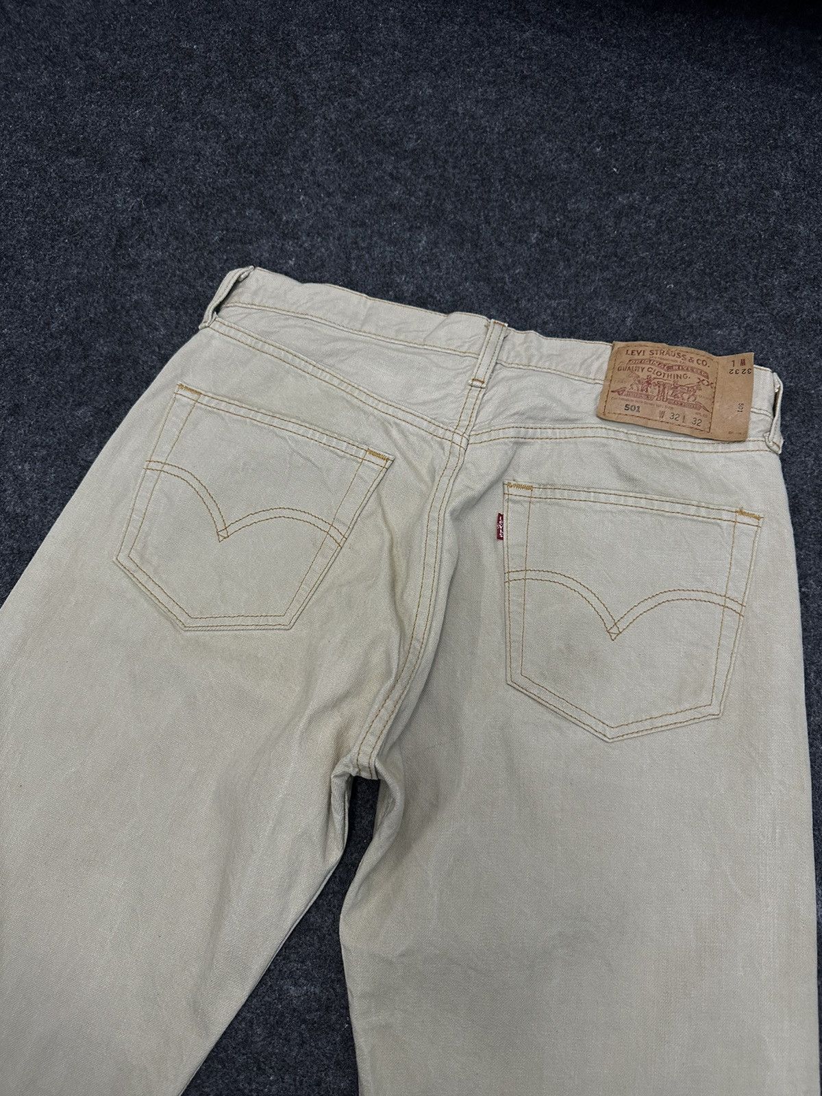 Levi's × Levi's Vintage Clothing × Vintage Vintage Levis 501 Khaki Cream Wax Denim F36 Size US 31 - 7 Thumbnail