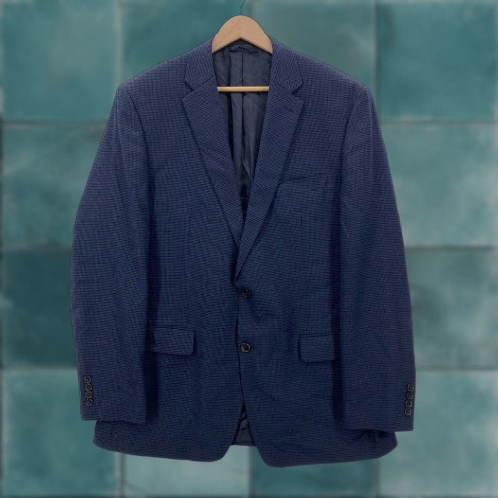 Ralph Lauren Lauren Ralph Lauren Blazer Mens 44L Dark Blue Houndstooth Two Button Black Label Size 44R - 1 Thumbnail
