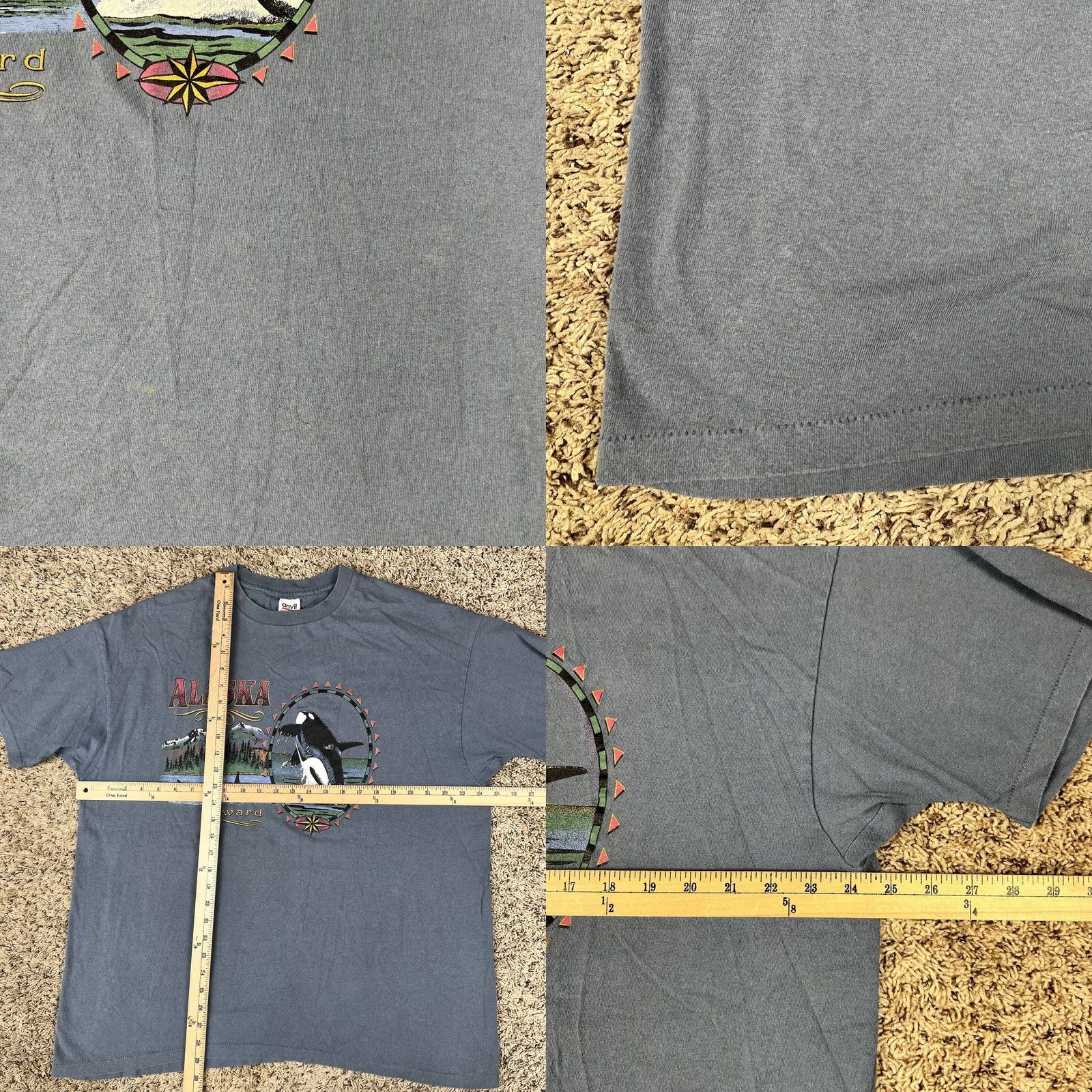 Anvil VINTAGE 90s Anvil T-Shirt Whale Alaska Big Graphic 2XL USA Crew Neck Short Sleeve Graphic Print Unisex Adults Size US XXL / EU 58 / 5 - 8 Thumbnail