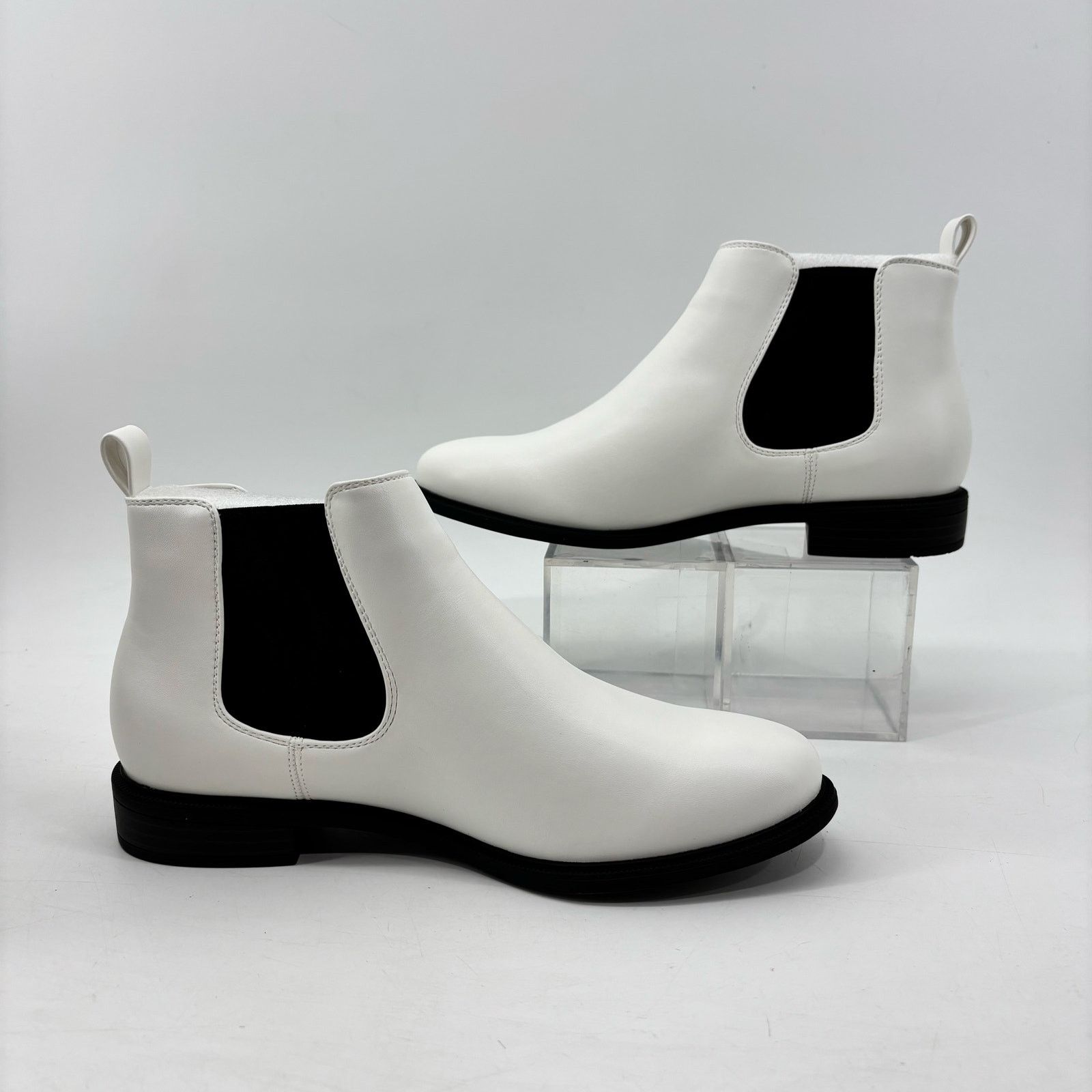Other Anjoufemme Womens Size 7 Chelsea White Boots Booties Ankle Size US 7 / IT 37 - 5 Thumbnail