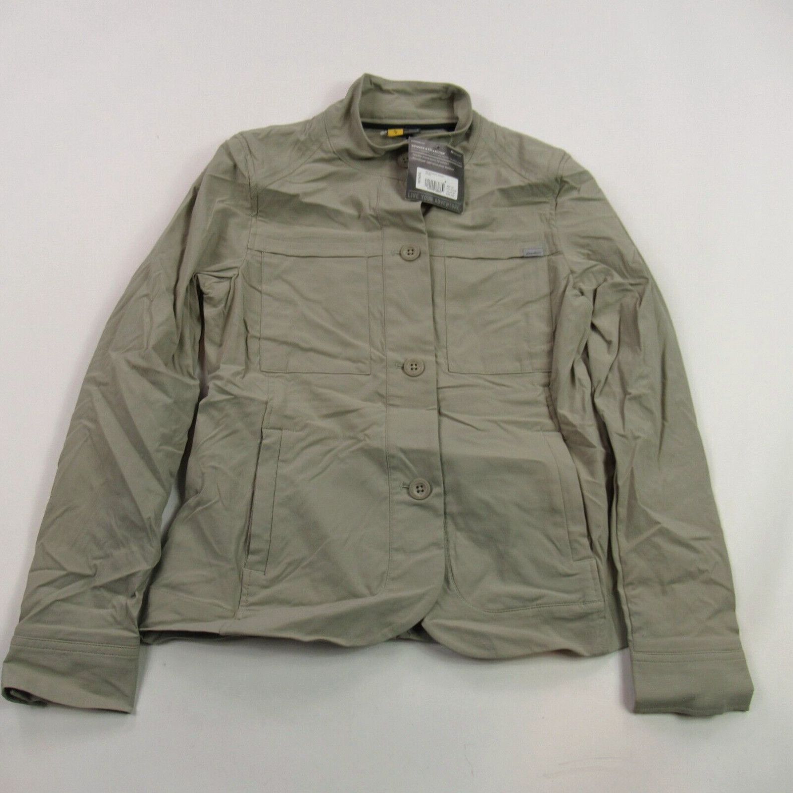 image of Eddie Bauer Jacket Womens 4 Button Long Sleeve Outdoors Voyager Pockets in White (Size Medium)