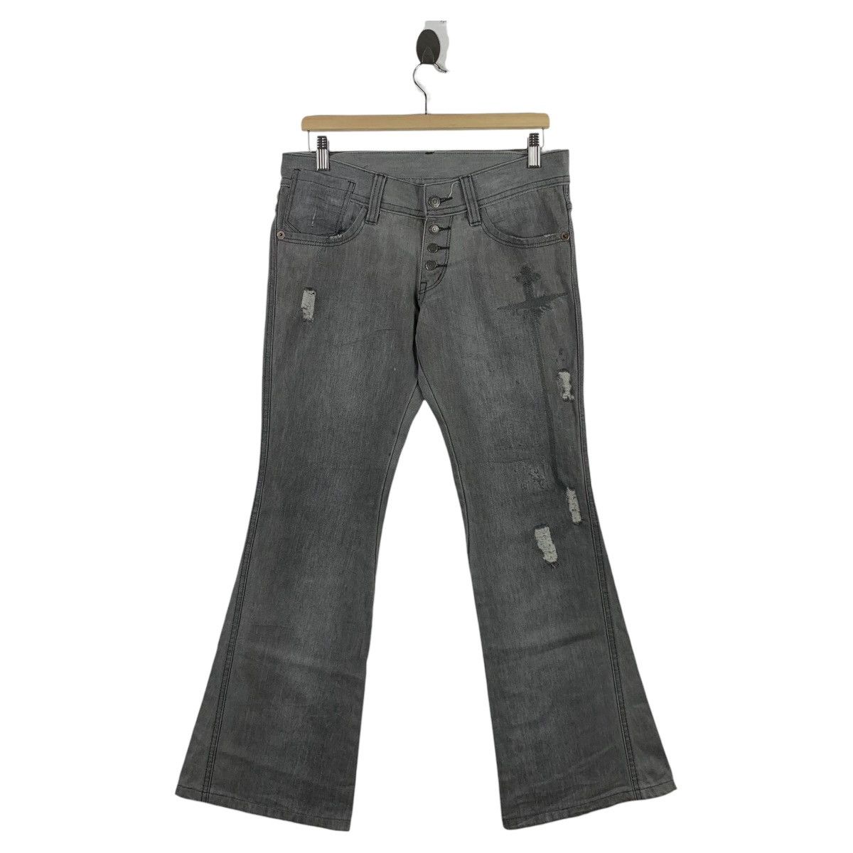 Japanese Brand × Tornado Mart TORNADO MART Flare distressed fly button jeans Size 33" - 1 Thumbnail