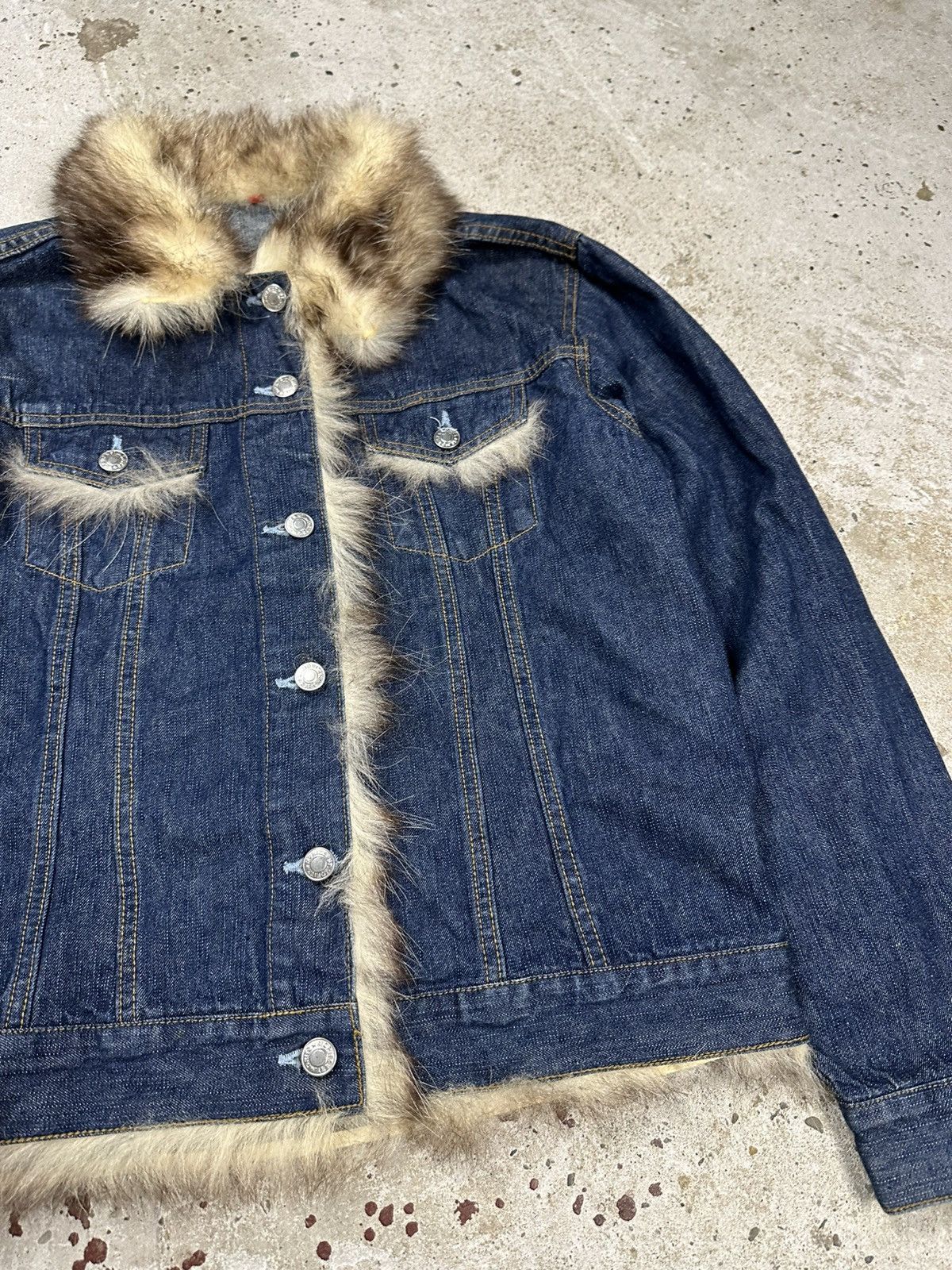 If Six Was Nine Vintage Y2K Real Fur Denim Trucker Jacket Jeans Archive Trim Size US M / EU 48-50 / 2 - 7 Thumbnail