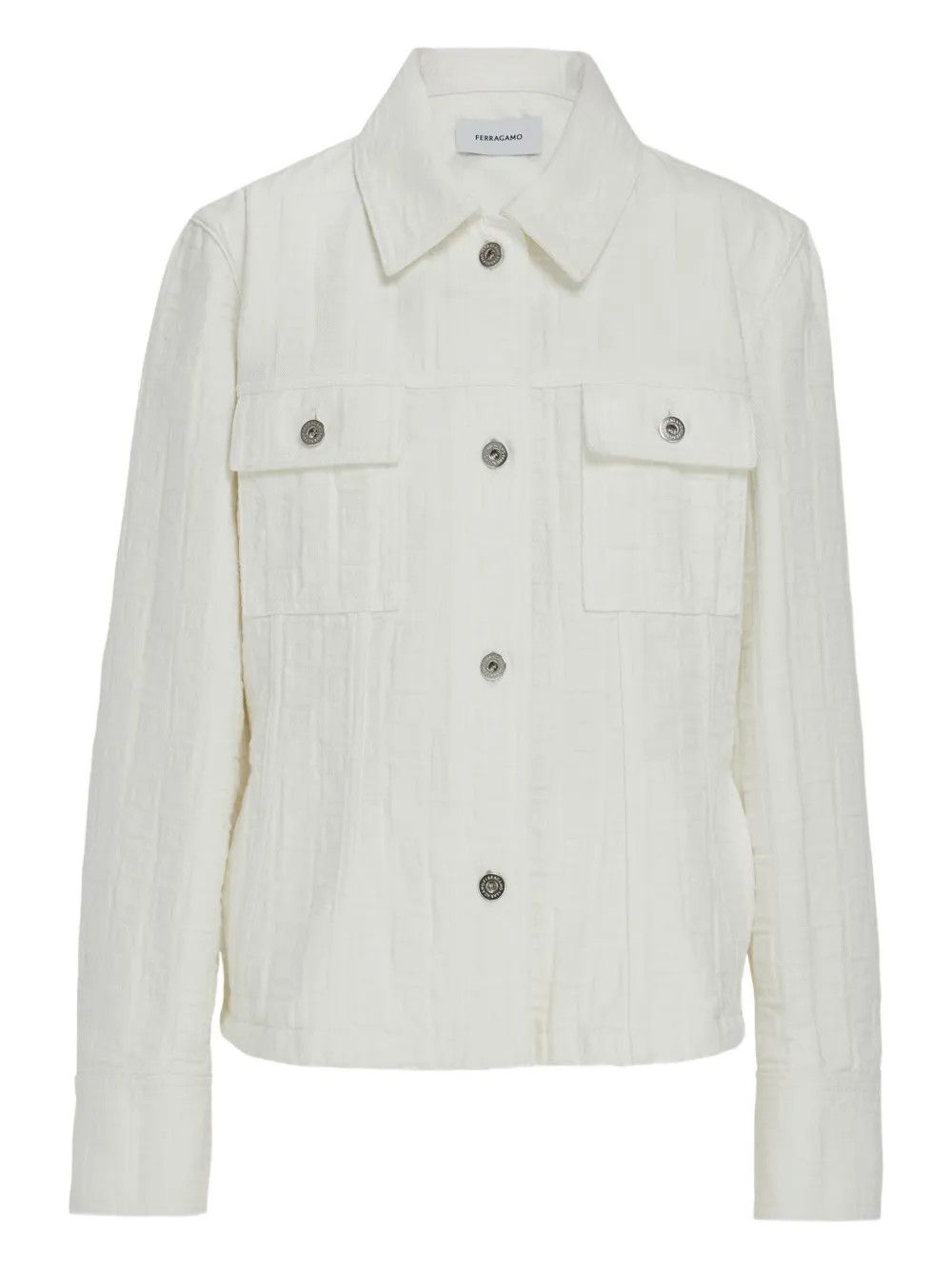 Salvatore Ferragamo o1s1rm0526 Cotton Trucker Jacket in White Size M / US 6-8 / IT 42-44 - 1 Preview