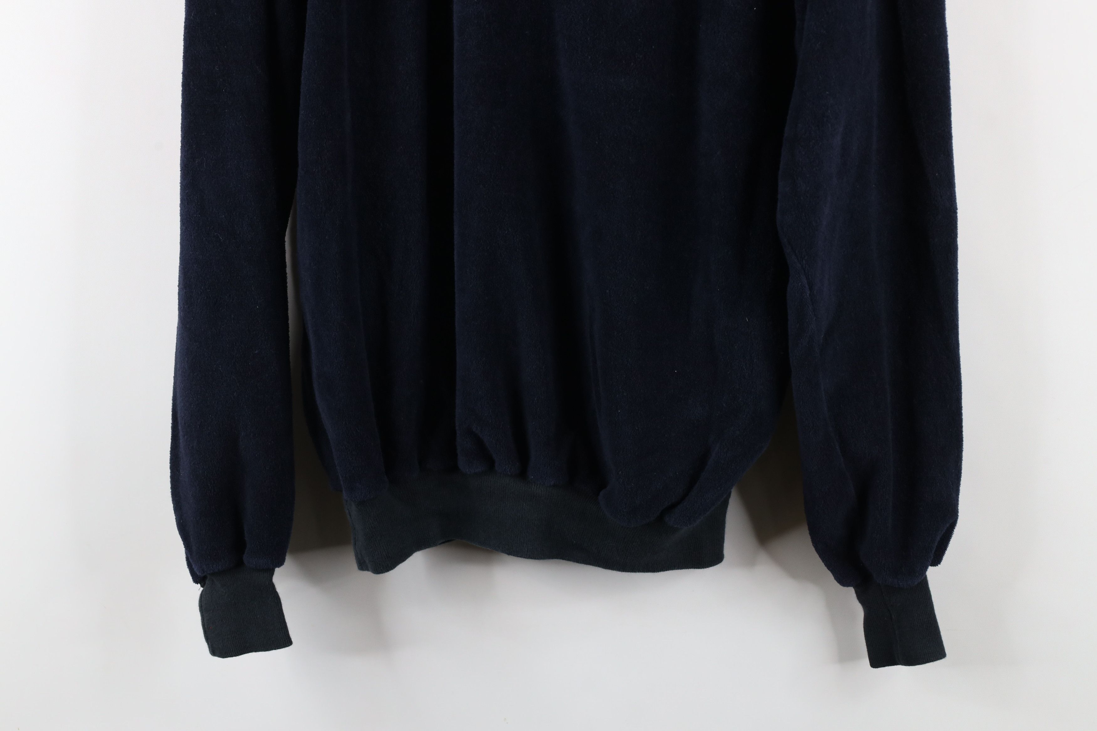 Vintage Vintage 70s Streetwear Terry Cloth V-Neck Sweater Navy USA Size US XL / EU 56 / 4 - 3 Thumbnail