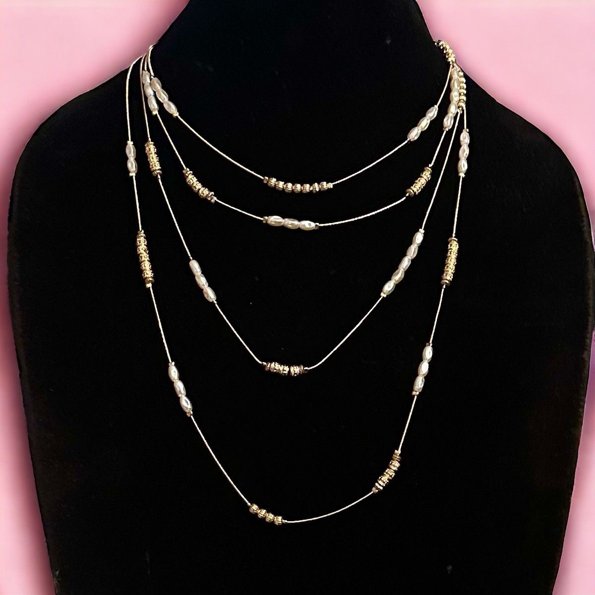 Chicos Chico’s Hexi long pearl gold tone double strand necklace Size ONE SIZE - 1 Thumbnail