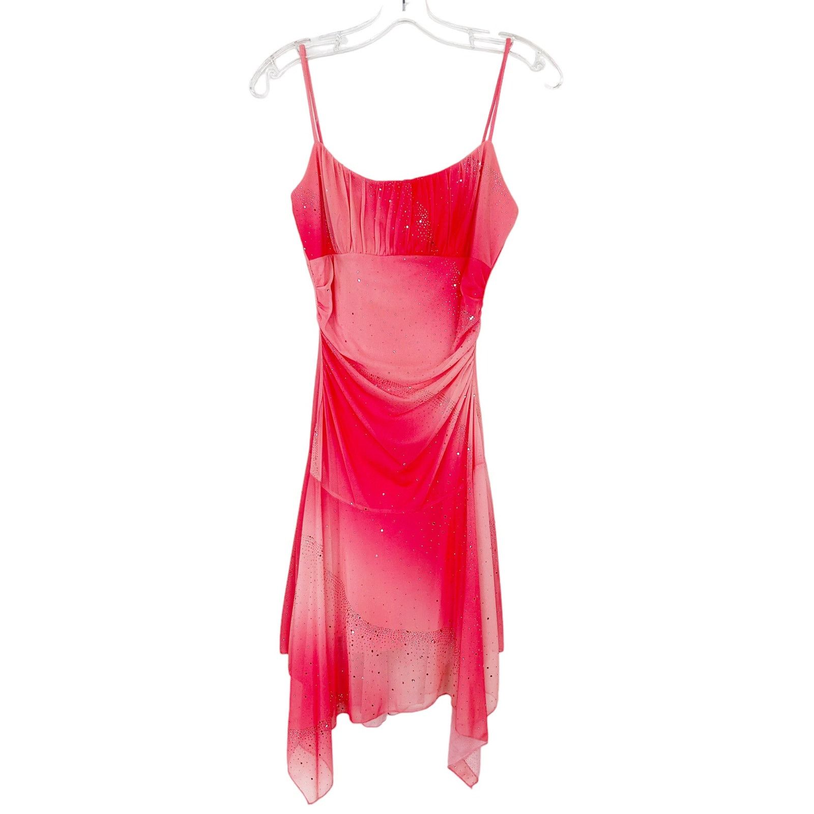 image of Vintage Y2K Taboo Pink Sparkly Asymmetrical Dress Size M, Women's