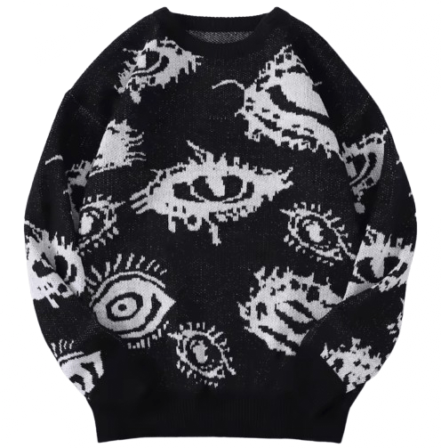 Other Streetwear Vintage Abstract Eyes Sweater Jacquard Knitwear Size US S / EU 44-46 / 1 - 1 Thumbnail