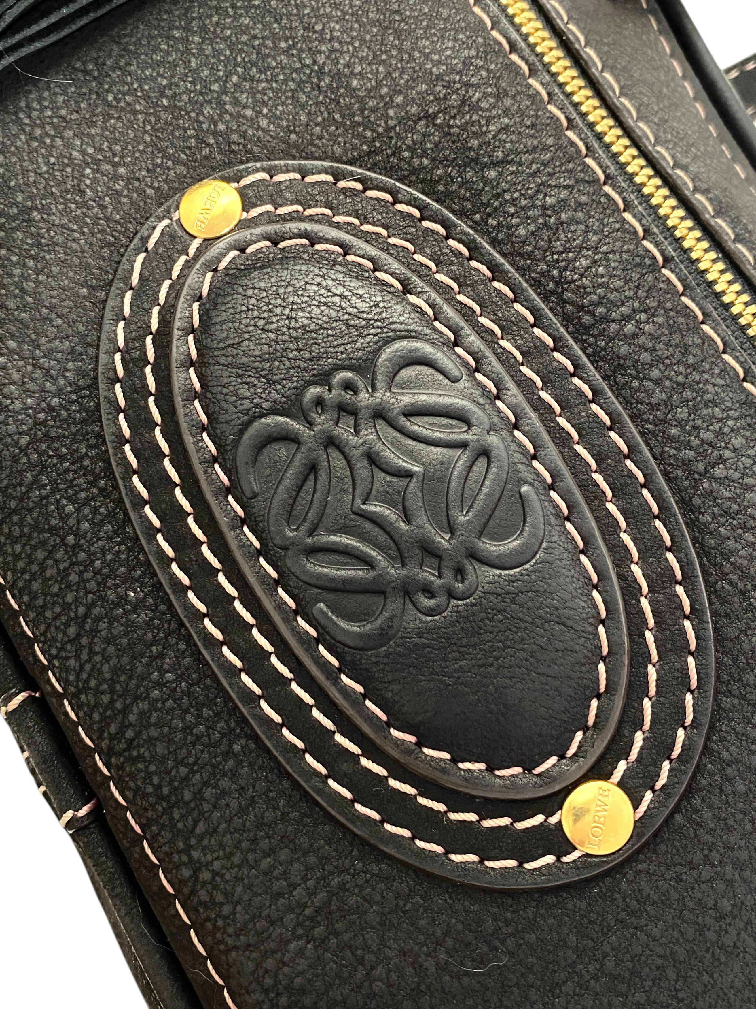 Loewe Loewe Anagram Logo Black Leather Black Bowling Tote Hand Bag Size ONE SIZE - 11 Thumbnail