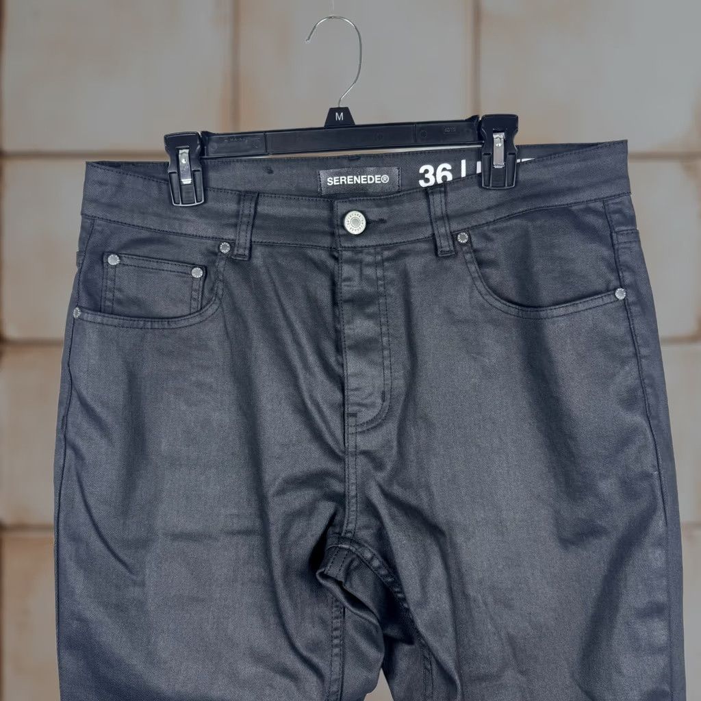 Denime SERENaDE Mens Jeans 36x32 Black Waxed Fitted Denim Stretch 5-Pocket Design EUC Vintage No Size US 36 / EU 52 - 1 Thumbnail