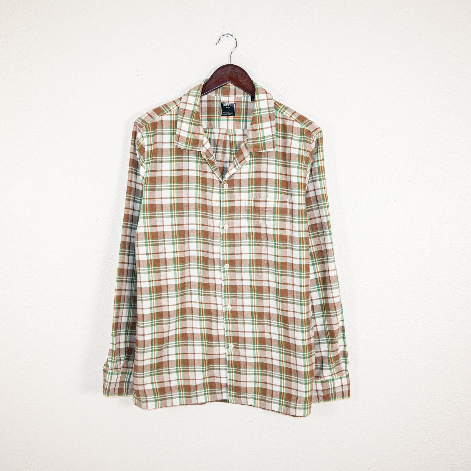 Todd Snyder Large Camp Collar Flannel Shirt Cotton Plaid