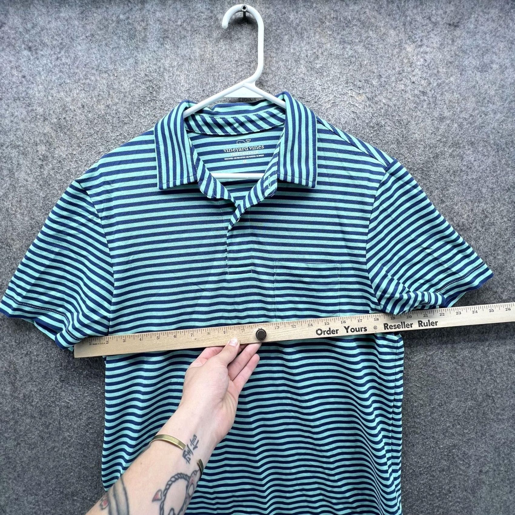 Vineyard Vines Vineyard Vines Polo Shirt Mens M Blue Stripe Performance Pocket Golf Casual Shirt Size US M / EU 48-50 / 2 - 5 Thumbnail
