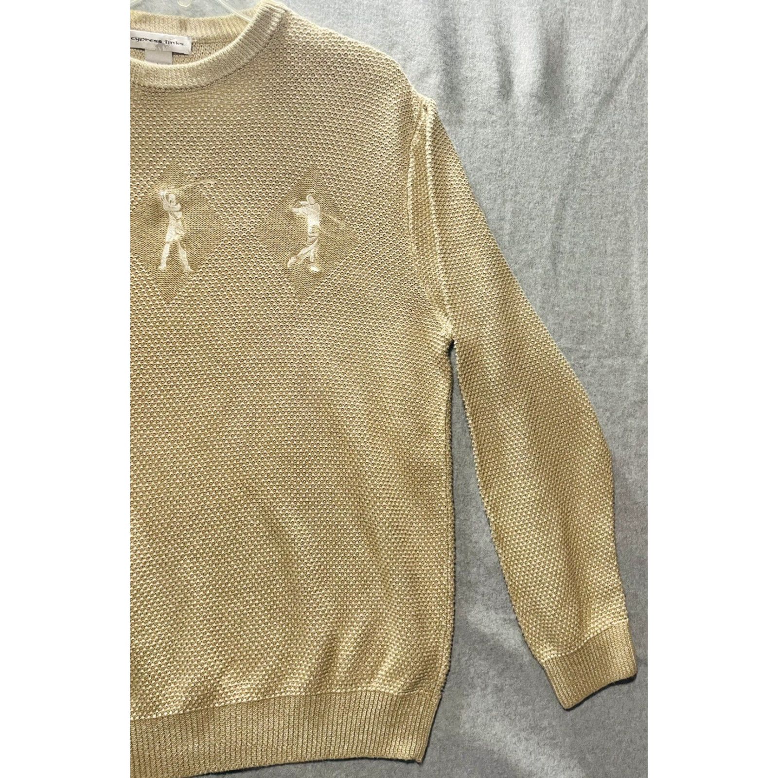 Vintage VINTAGE Cypress Links Men’s Knitted Golf Pullover Sweater LG Large Light Brown Beige Cotton Knit Pullover 90s Golf Mens Size US L / EU 52-54 / 3 - 3 Thumbnail