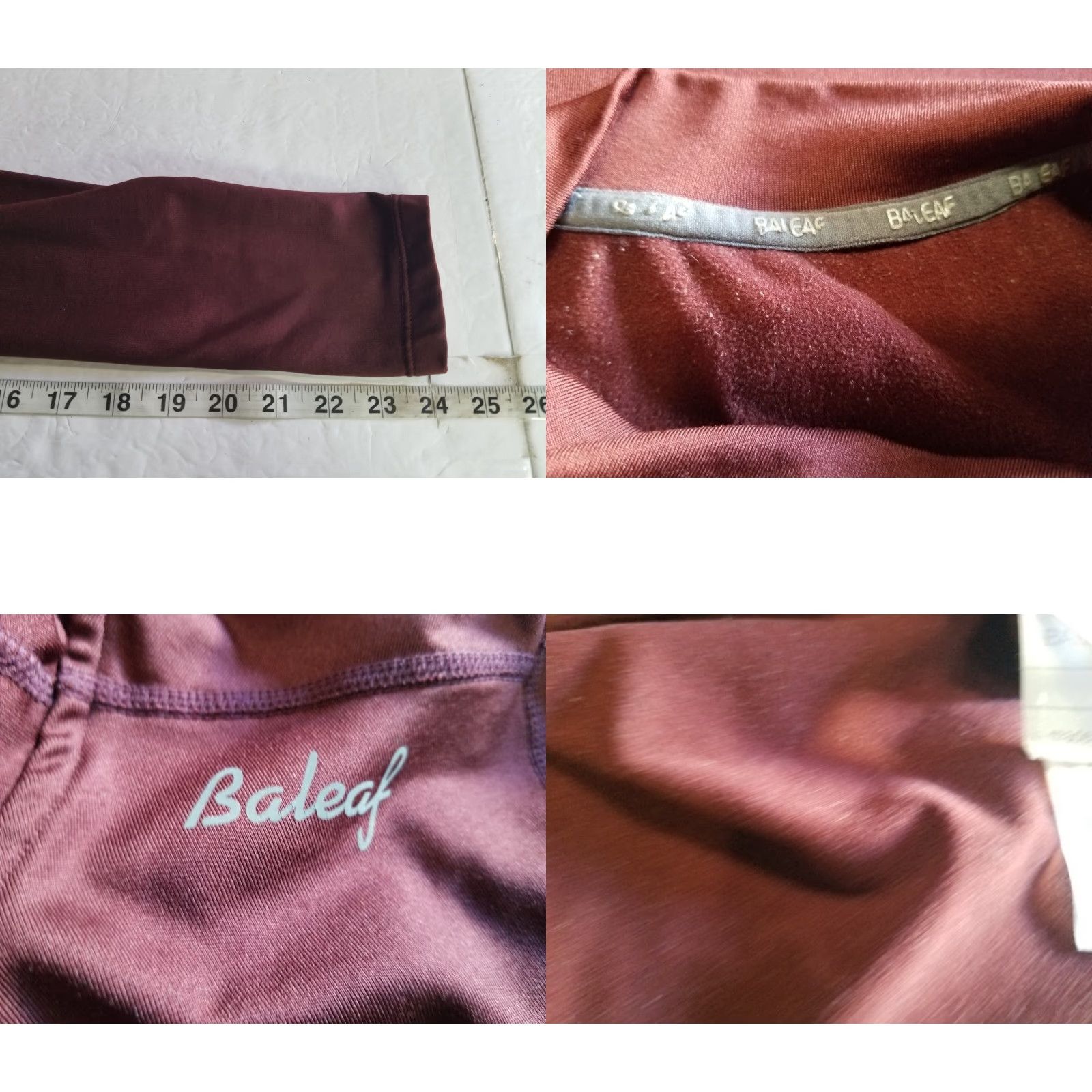 Vintage Baleaf Running Shirt Women's Size Medium Long Sleeve Mock Neck Thermal Fleece Pullover Burgundy Sports Activewear Easy Care Machine Washable Size M / US 6-8 / IT 42-44 - 8 Thumbnail