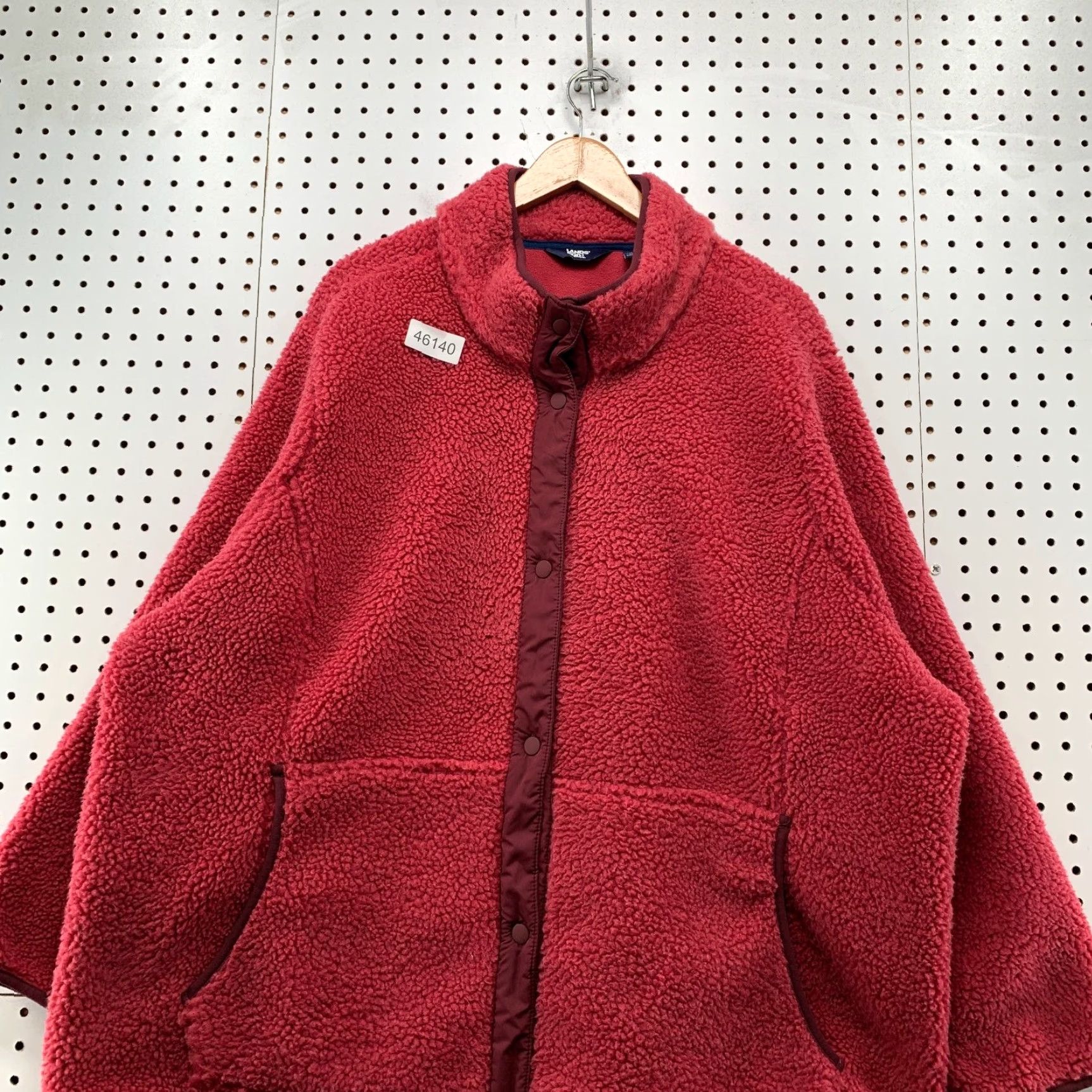 Vintage L.L. Bean Sherpa Jacket Womens Plus 3X Red Fleece Deep Pile Snap Cozy Jacket Size XXL / US 16-18 / IT 52-54 - 5 Thumbnail