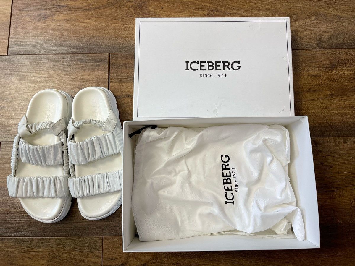 Iceberg Iceberg White Leather Sandals EU 38 Womens Platform Slides Size US 7 / IT 37 - 1 Thumbnail
