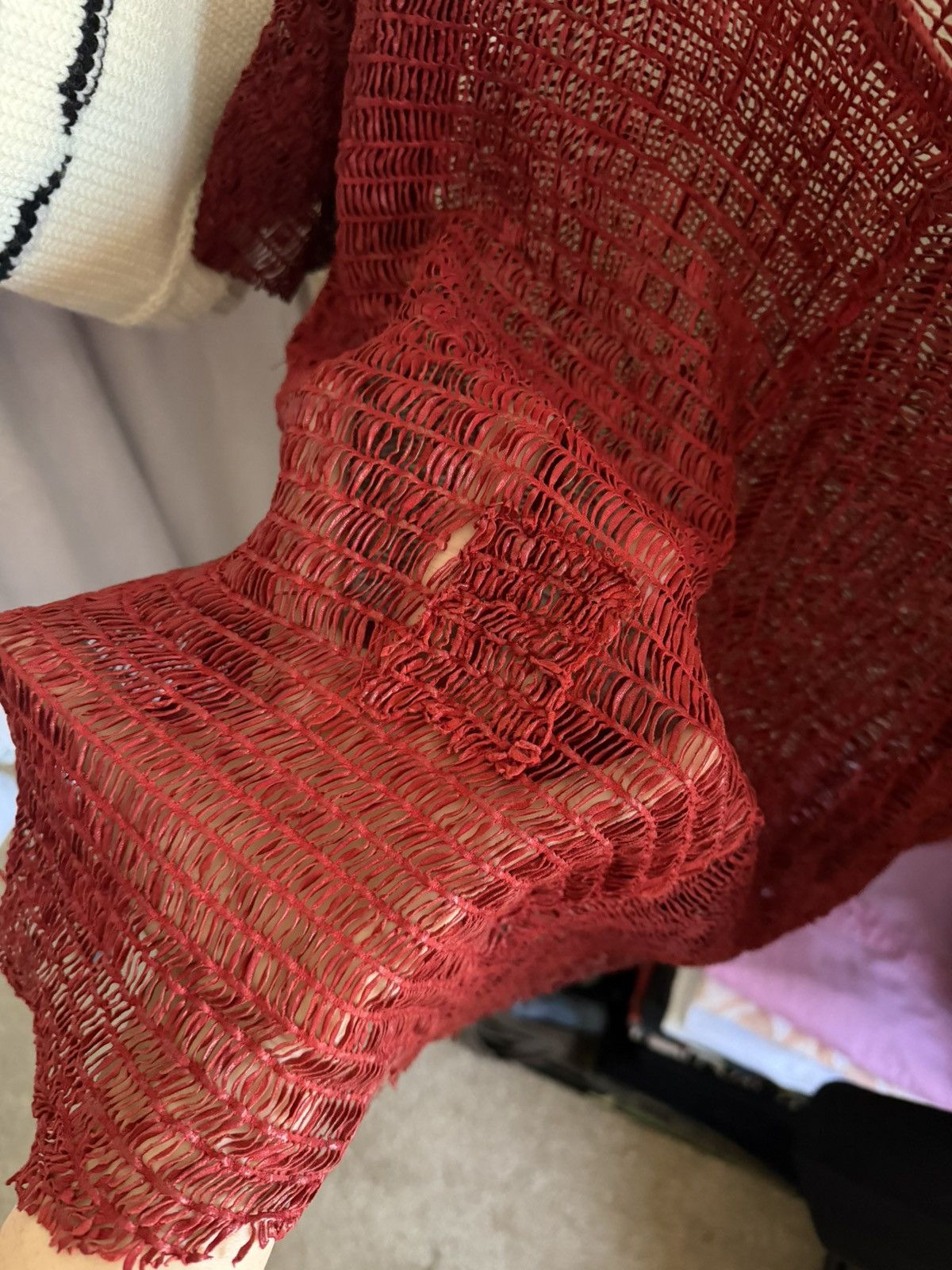 Enfants Riches Deprimes ERD Red Leather Mesh Woven Tee Size US L / EU 52-54 / 3 - 7 Thumbnail