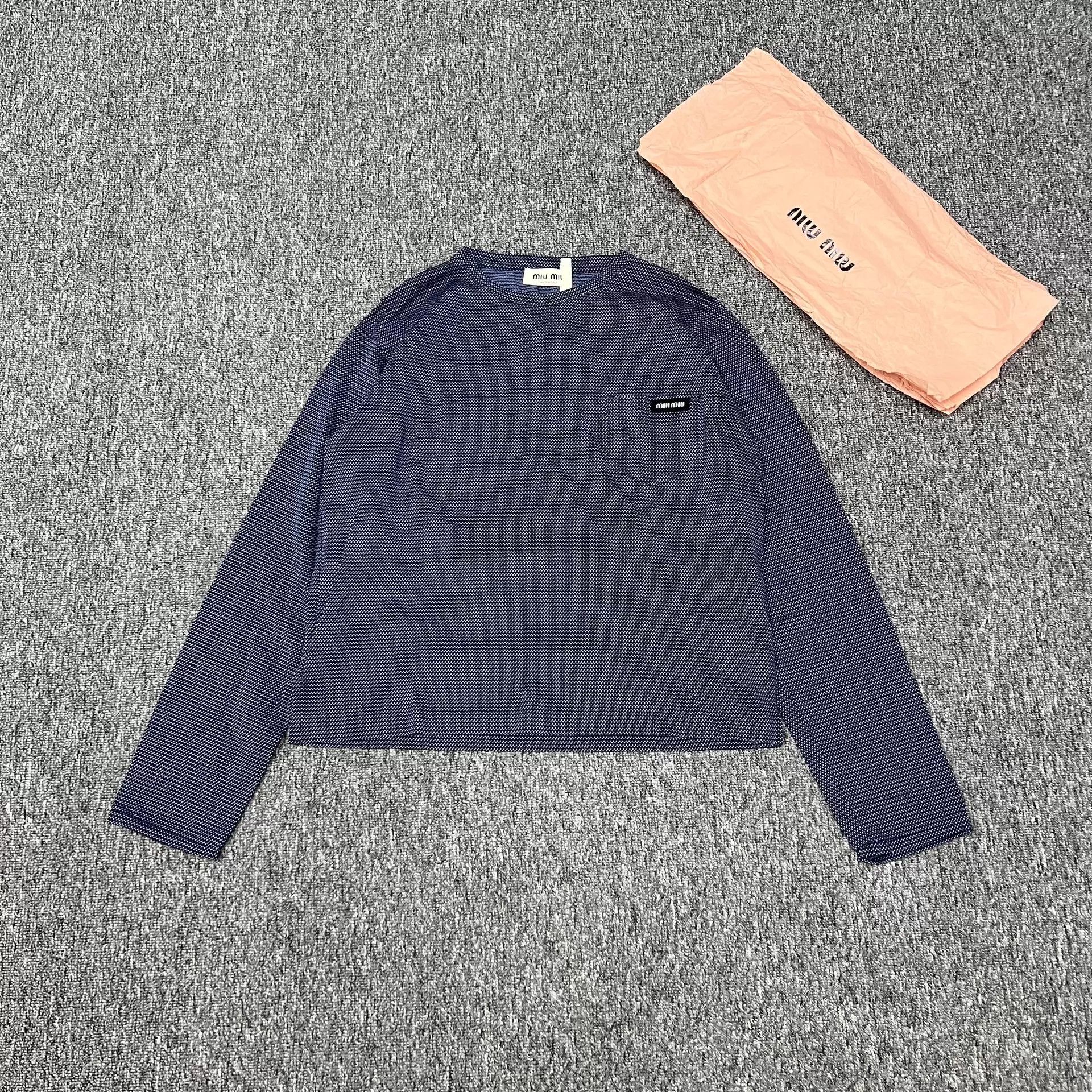 Miu Miu MIU MIU 26 New Logo Striped Blue Long Sleeve Tee Size S / US 4 / IT 40 - 2 Thumbnail