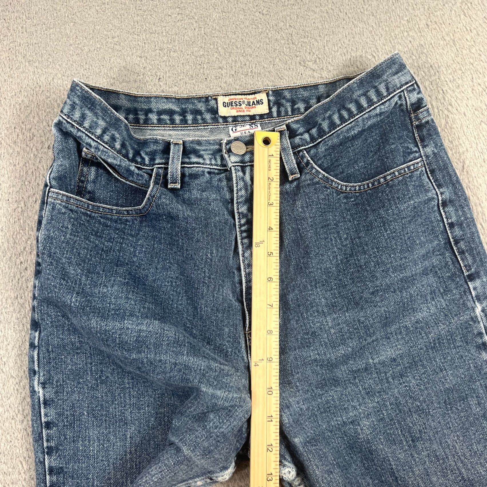 Guess VINTAGE GUESS Jeans Shorts Men 30 Light Blue Distressed Cut Off 9" Inseam USA Denim 5-Pocket Rocker Retro Biker Casual Mens Size US 30 / EU 46 - 4 Thumbnail