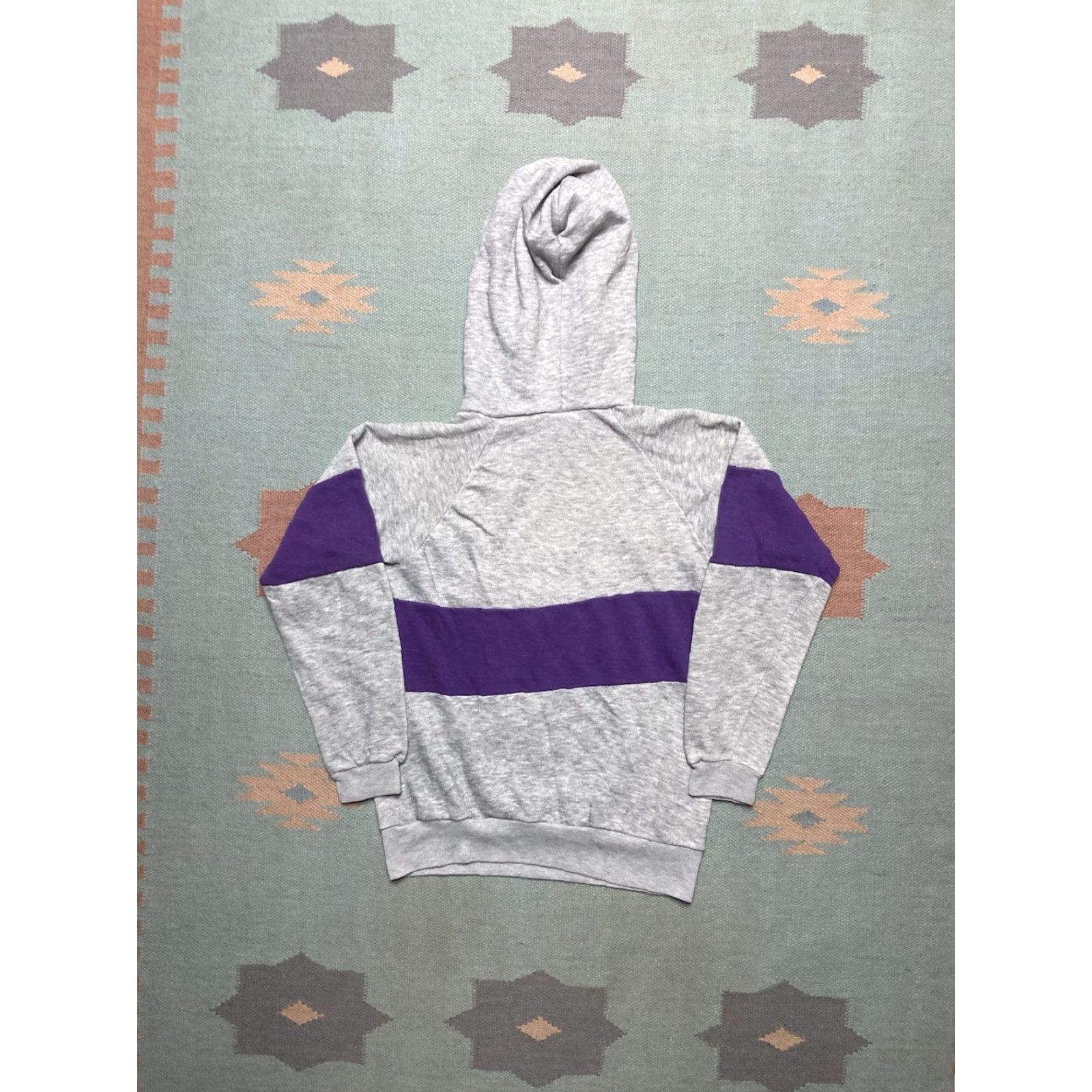 Vintage VINTAGE Hoodie 70s Pullover 2 tone tri blend Gray Purple Adult Small Mens Girls Womens Size US S / EU 44-46 / 1 - 6 Thumbnail