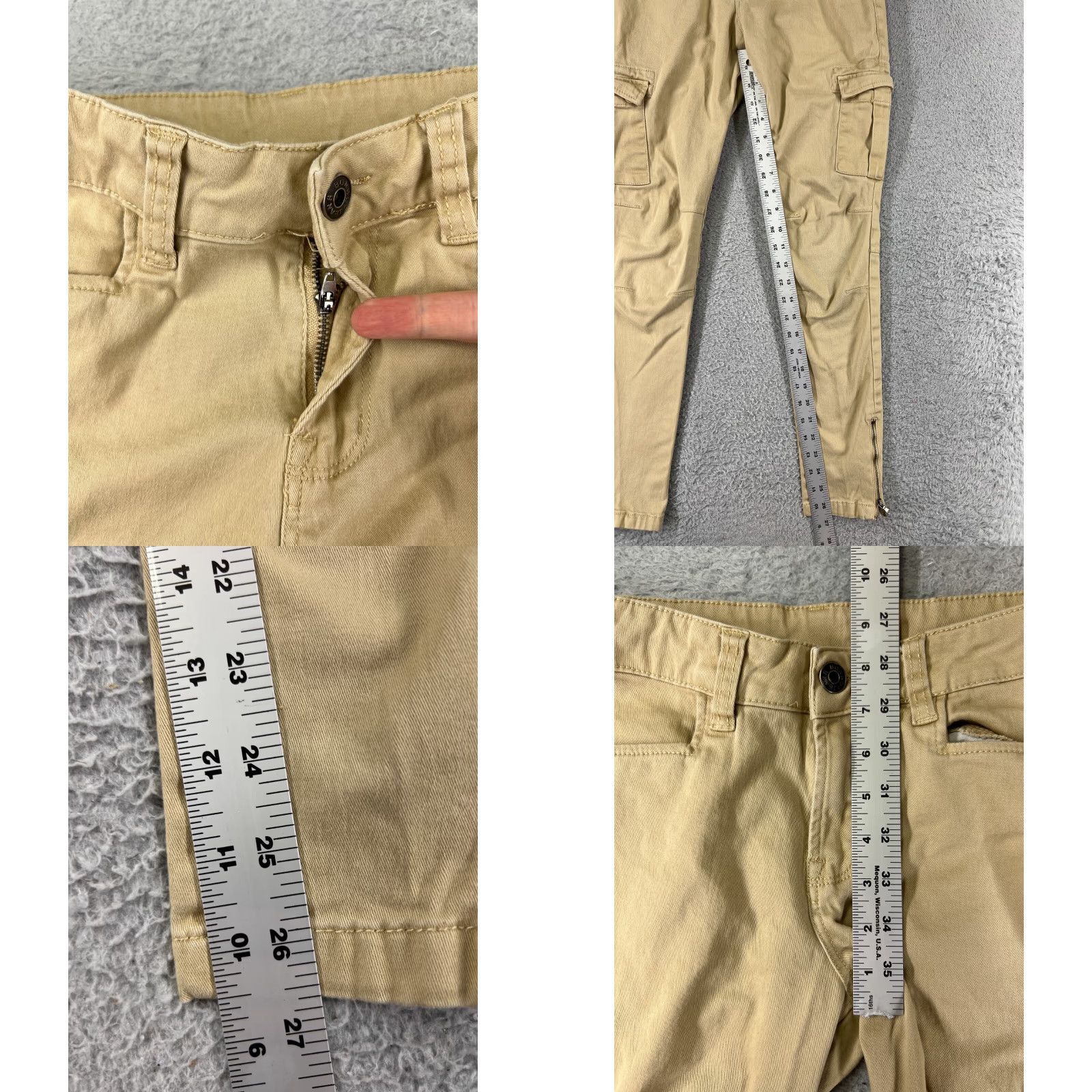 Vintage BONGO Womens Pants Cargo Twill Beige 26x26 Regular Inseam Ankle Zip 26 Waist Tapered Rise 7 Size 28" / US 6 / IT 42 - 8 Thumbnail