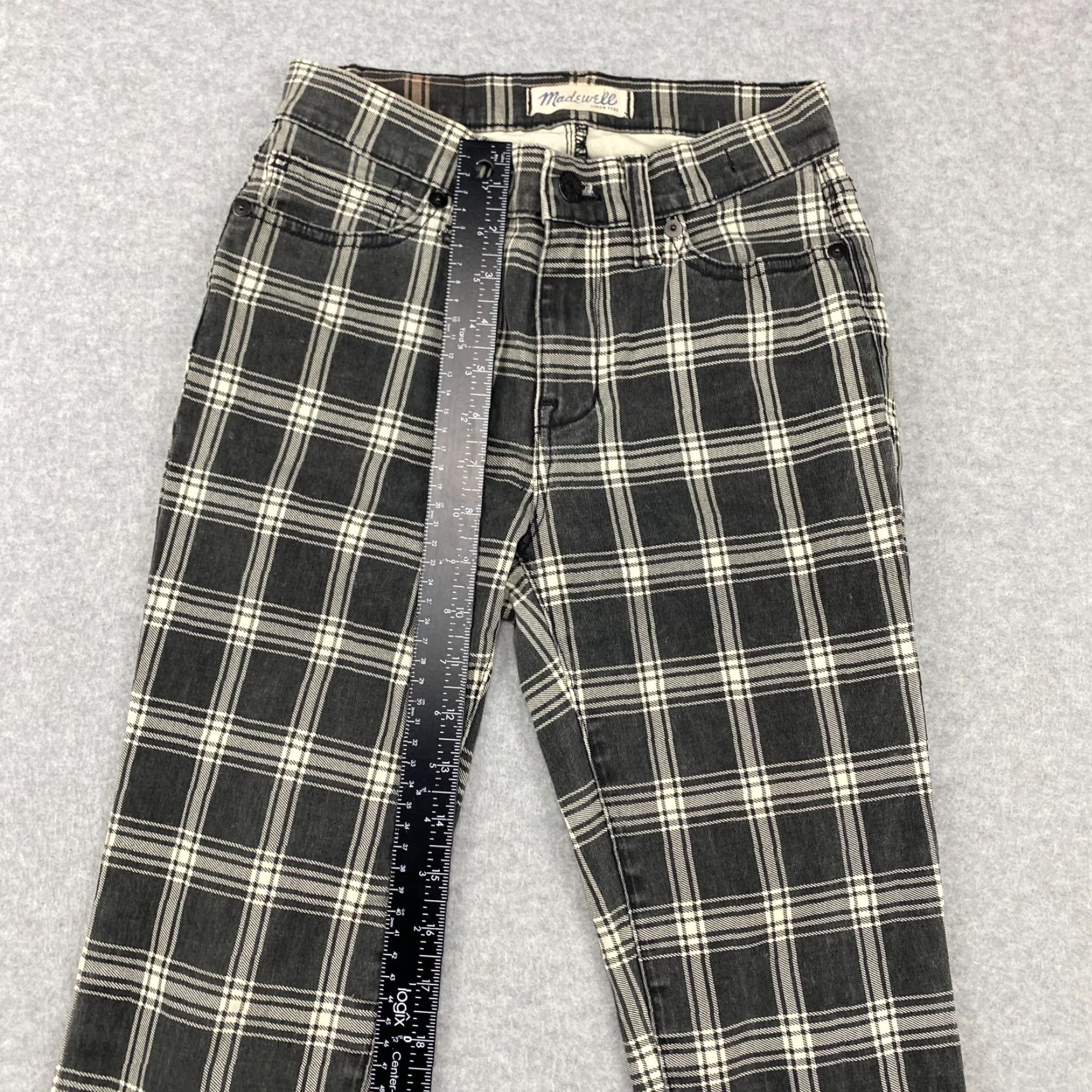 Madewell Madewell High Riser Skinny Jeans Womens 24 Black White Plaid Stretch Pockets Size 42" / US 20 - 3 Thumbnail