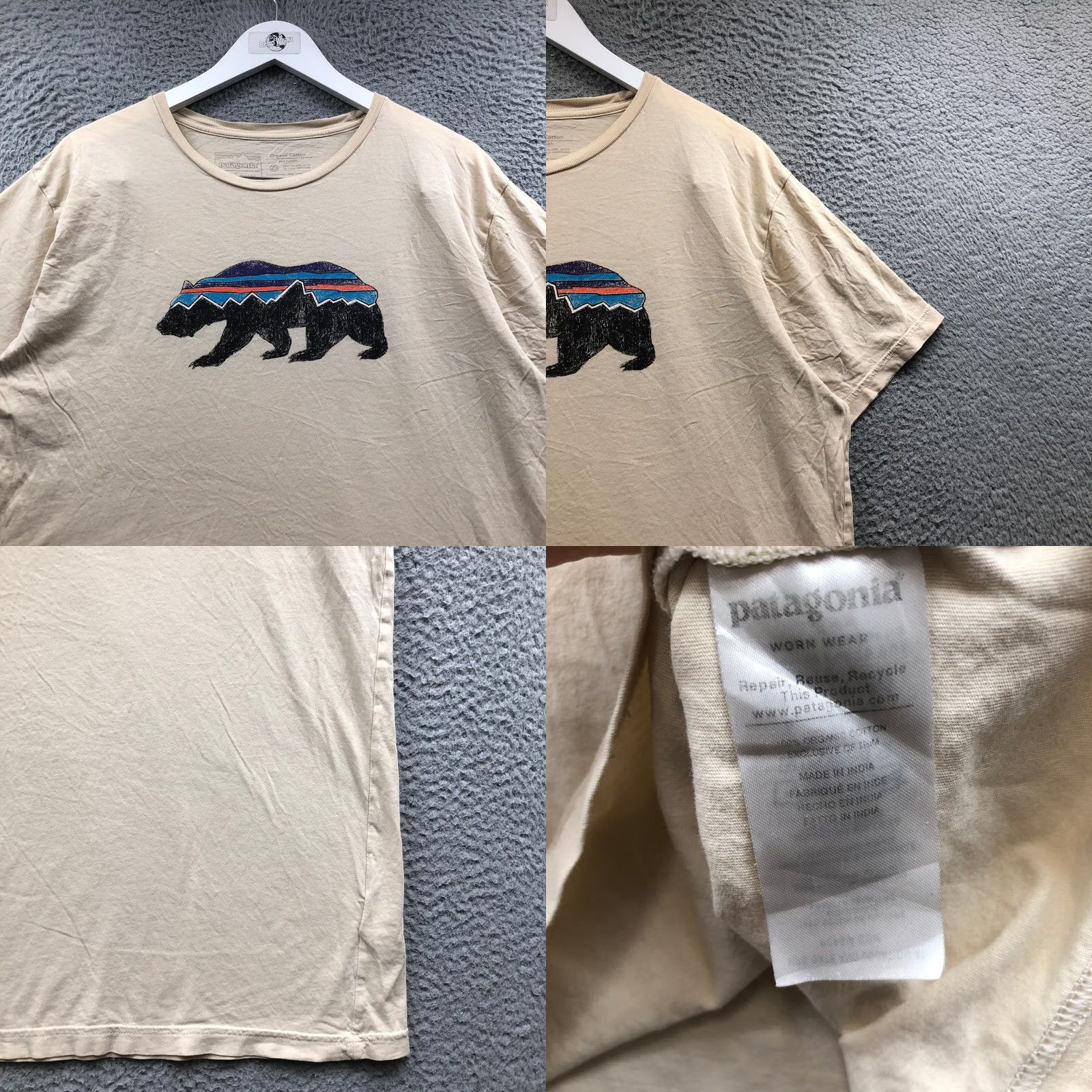 Patagonia Patagonia T-Shirt Mens XL Tan Fitz Roy Bear Logo Organic Cotton Slim Fit Crew Neck Short Sleeve Graphic Logo Vintage: No Size US XL / EU 56 / 4 - 8 Thumbnail